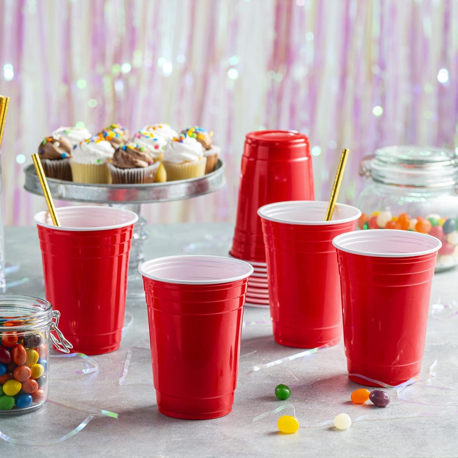 GUSTO 18 Oz Plastic Red Cups for Party Disposable Drinking Cups, 100-Pack