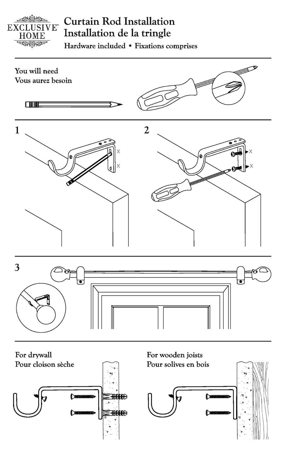 Exclusive Home Exclusive Home Torch Curtain Rod and Coordinating Finial Set, Adjustable