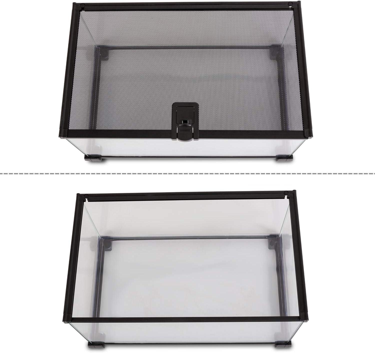 REPTI ZOO 10 Gallon Reptile Tank Glass Natural Cages Terrarium 20" x 12" x 10" Sliding Screen Top for Reptile Hamster Hedgehog Small Animals