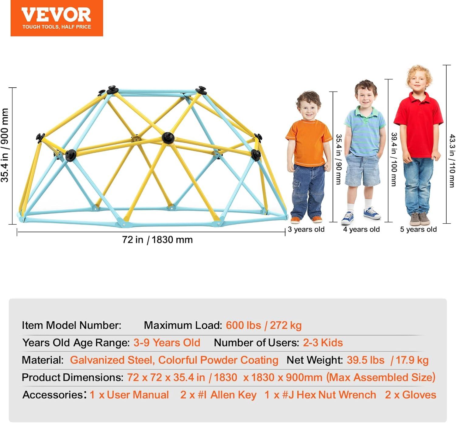 6ft Yellow and Blue Steel Indoor Climbing Dome