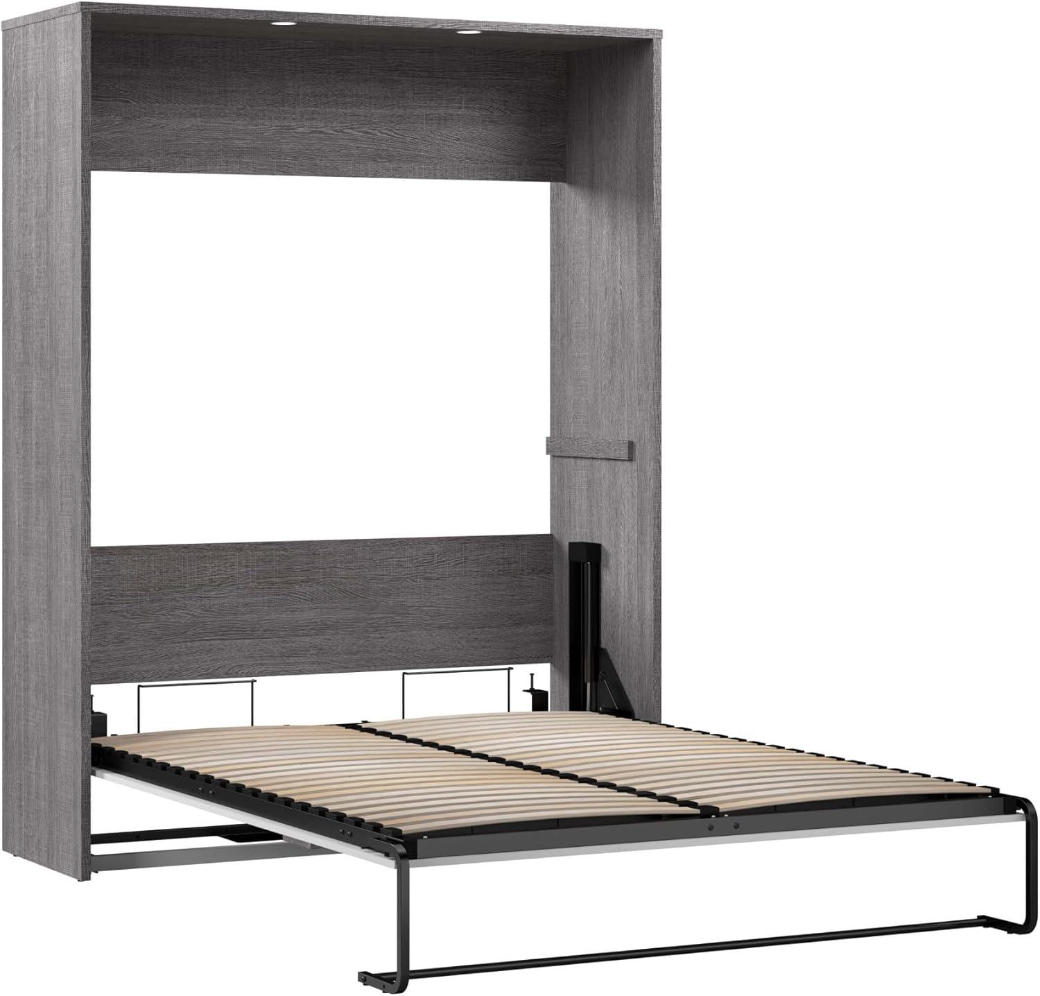 Bestar Cielo 68W Queen Murphy Bed in Bark Gray and White, Sleeping Arrangement for Multipurpose Area, Bedroom, Guest Room, or Living Room