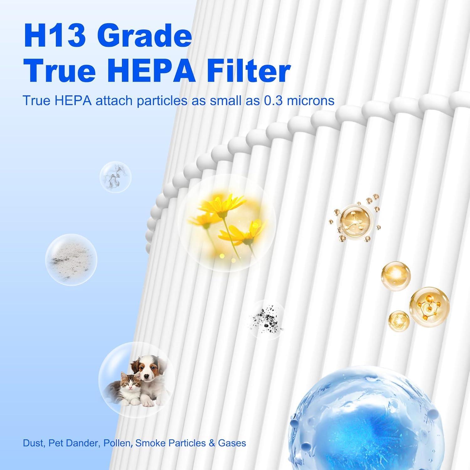 Nispira AP0601 2-in-1 True HEPA Filter Replacement for AirTok Air Purifier AP0601-RF | Remove Particle Size down to 0.1 microns | 2 Packs