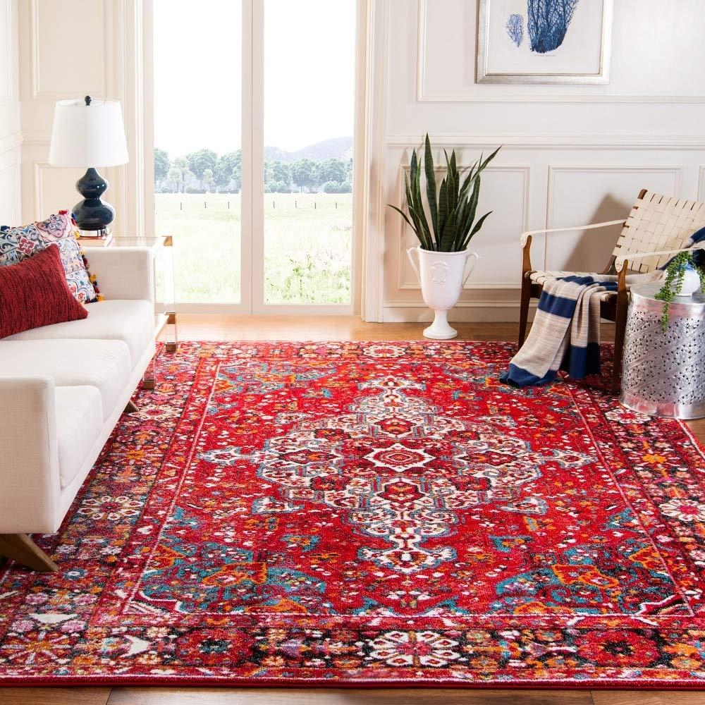 Vintage Hamadan VTH222 Power Loomed Indoor Area Rug - Red/Multi - 5'3"x7'6" - Safavieh