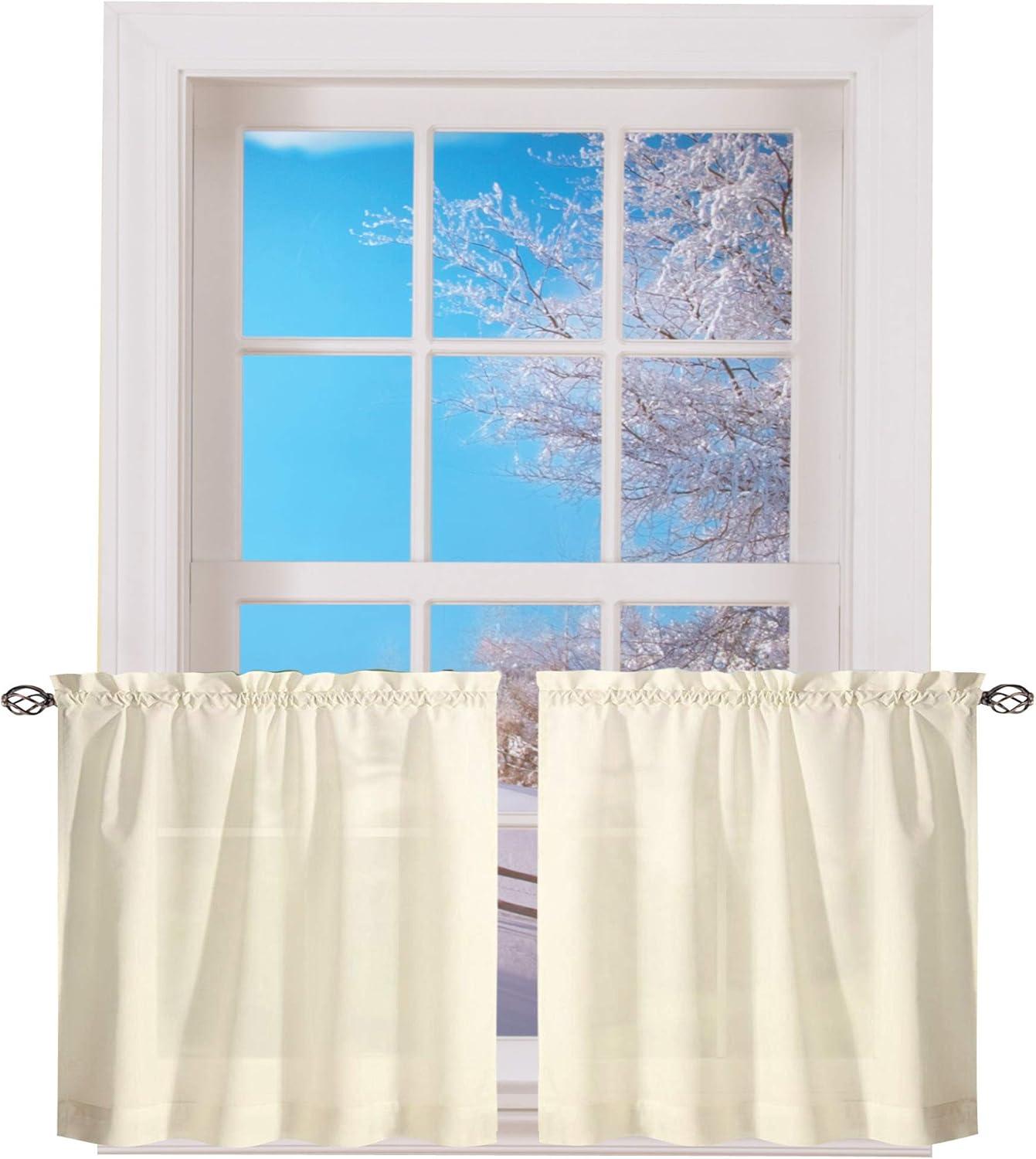 Stacey Ice Cream Sheer Rod Pocket Window Tier Pair