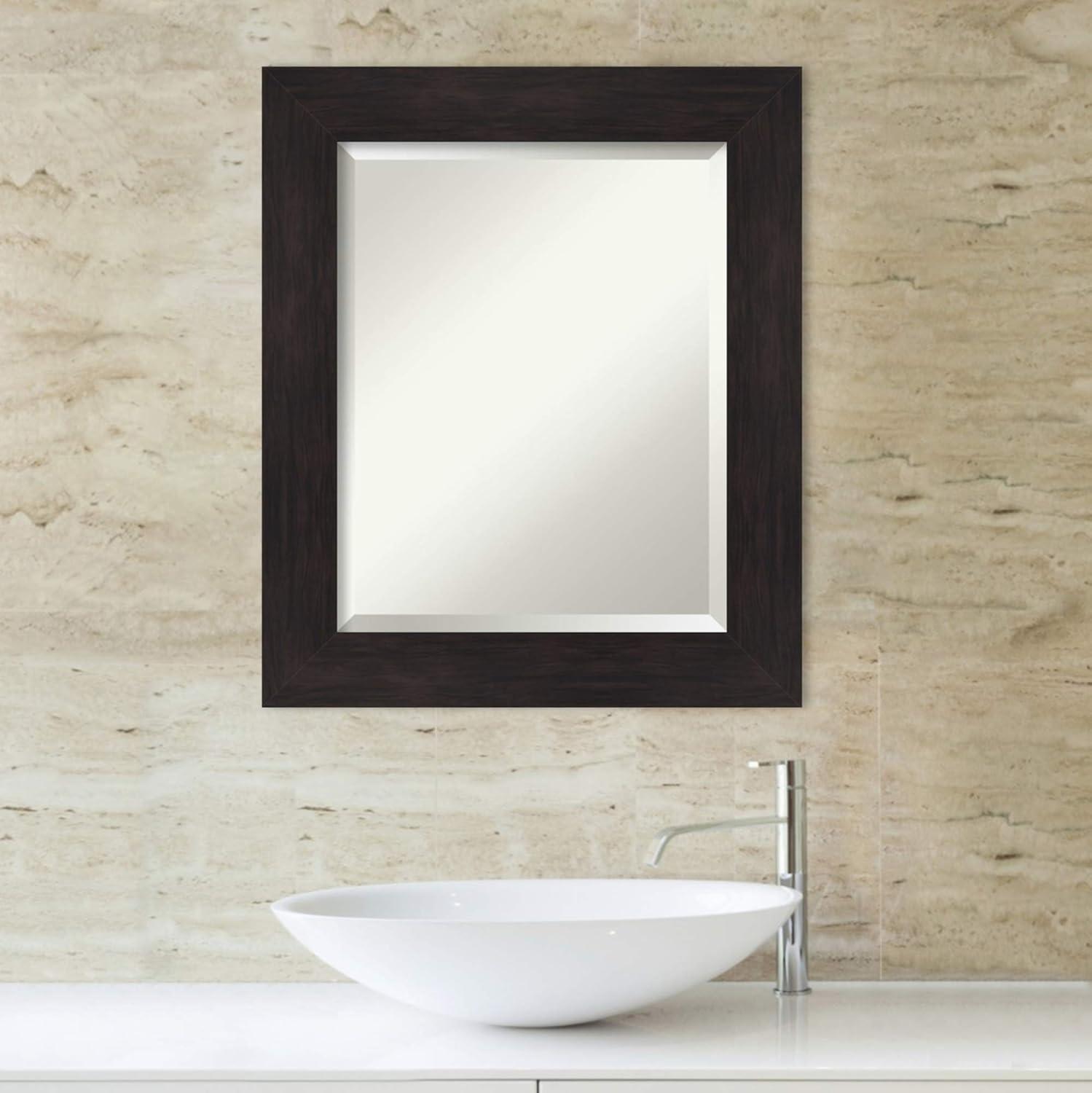 Amanti Art Furniture 21.38-Inches x 25.38-Inches Framed Rectangle Bathroom Vanity Mirror ( Espresso Brown )