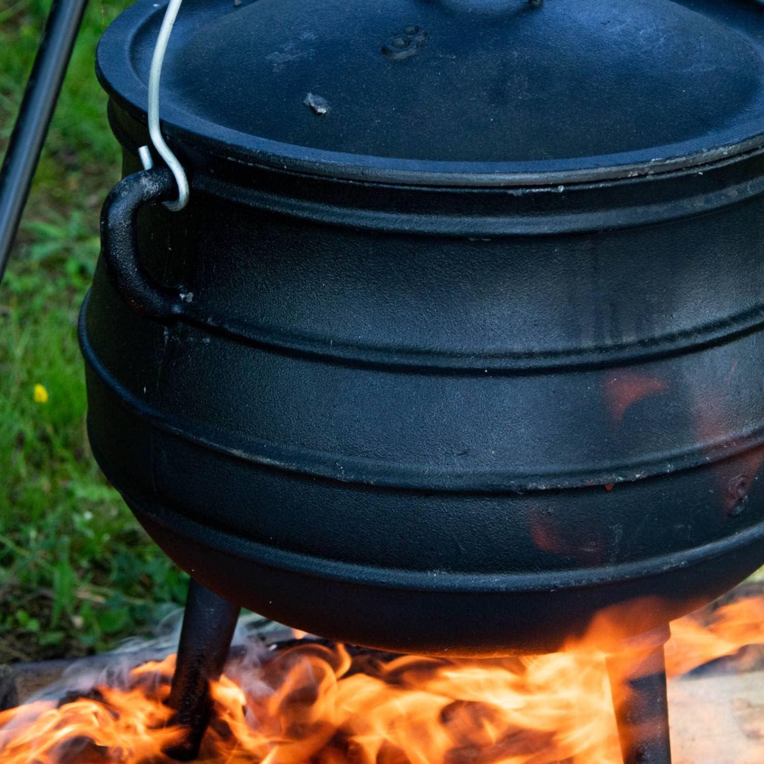 Lehman's Campfire Cooking Kettle Pot - Cast Iron Potje Dutch Oven with 3 Legs and Lid, 15.25 inch, 4.75 Gallon