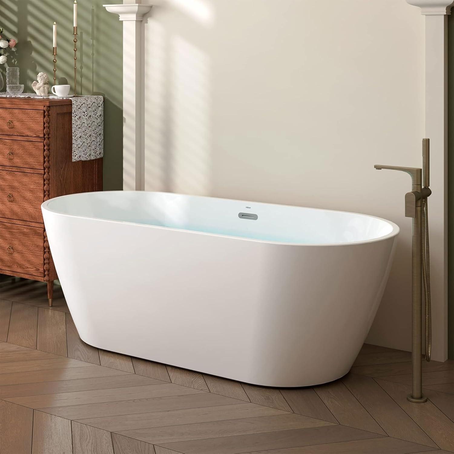 Bali 67" Glossy White Acrylic Freestanding Bathtub