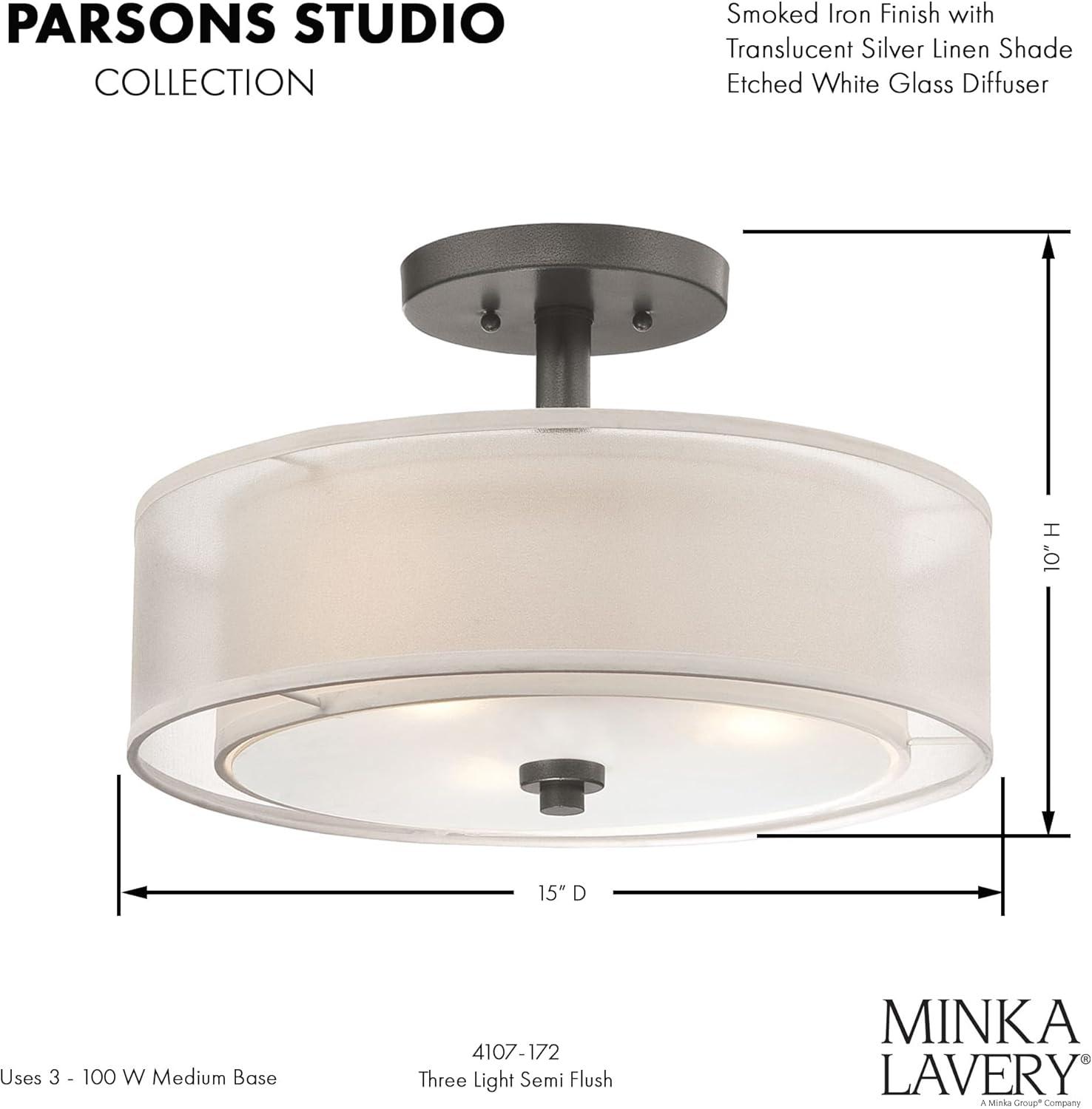 Minka Lavery - Parsons Studio - 3 Light Semi-Flush Mount in Transitional Style -