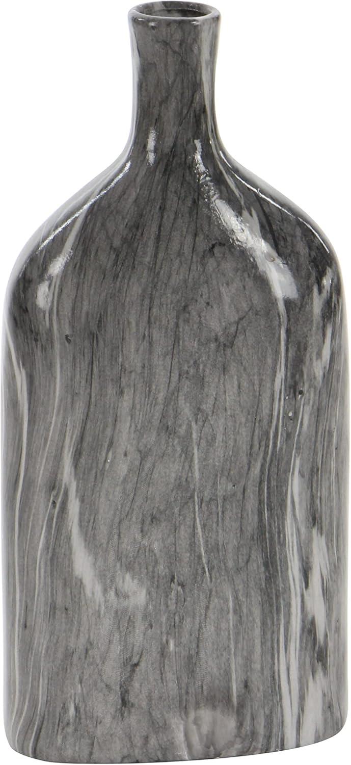 DecMode 6"W, 13"H Faux Marble Gray Ceramic Vase, Set of 3