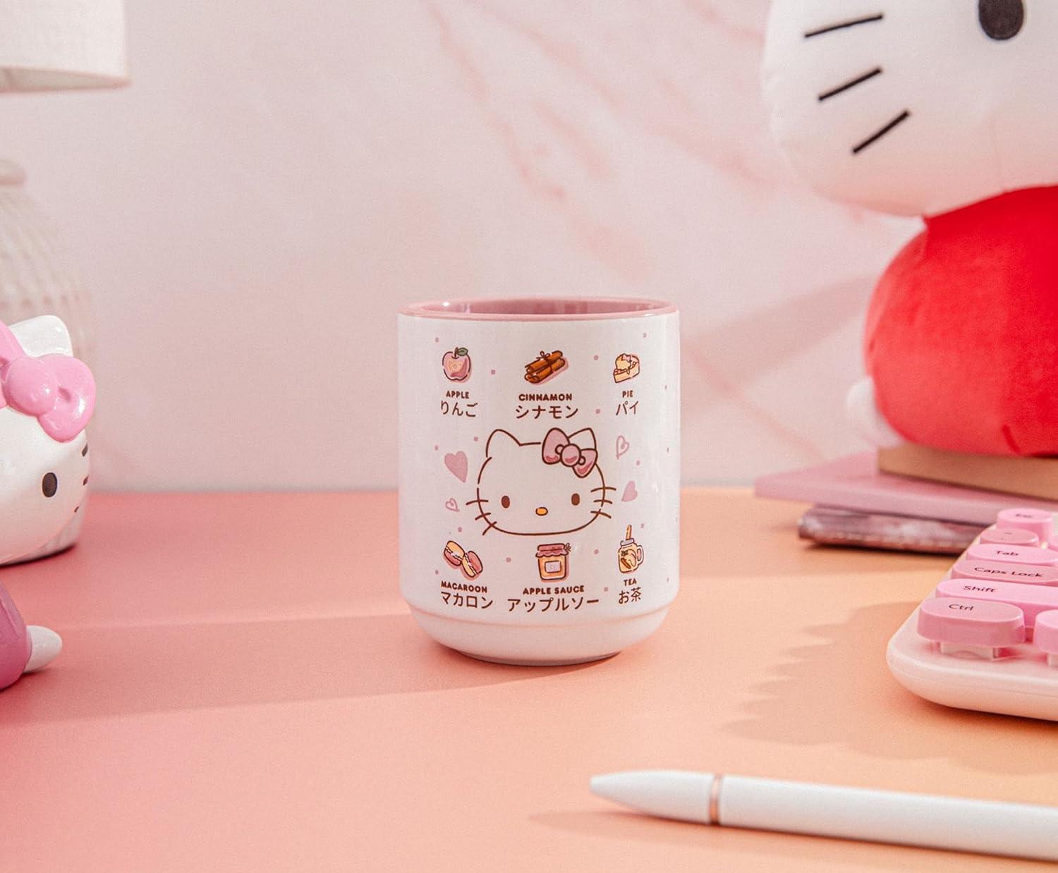 Silver Buffalo Sanrio Hello Kitty Apple Icons Ceramic Tea Cup | Holds 9 Ounces