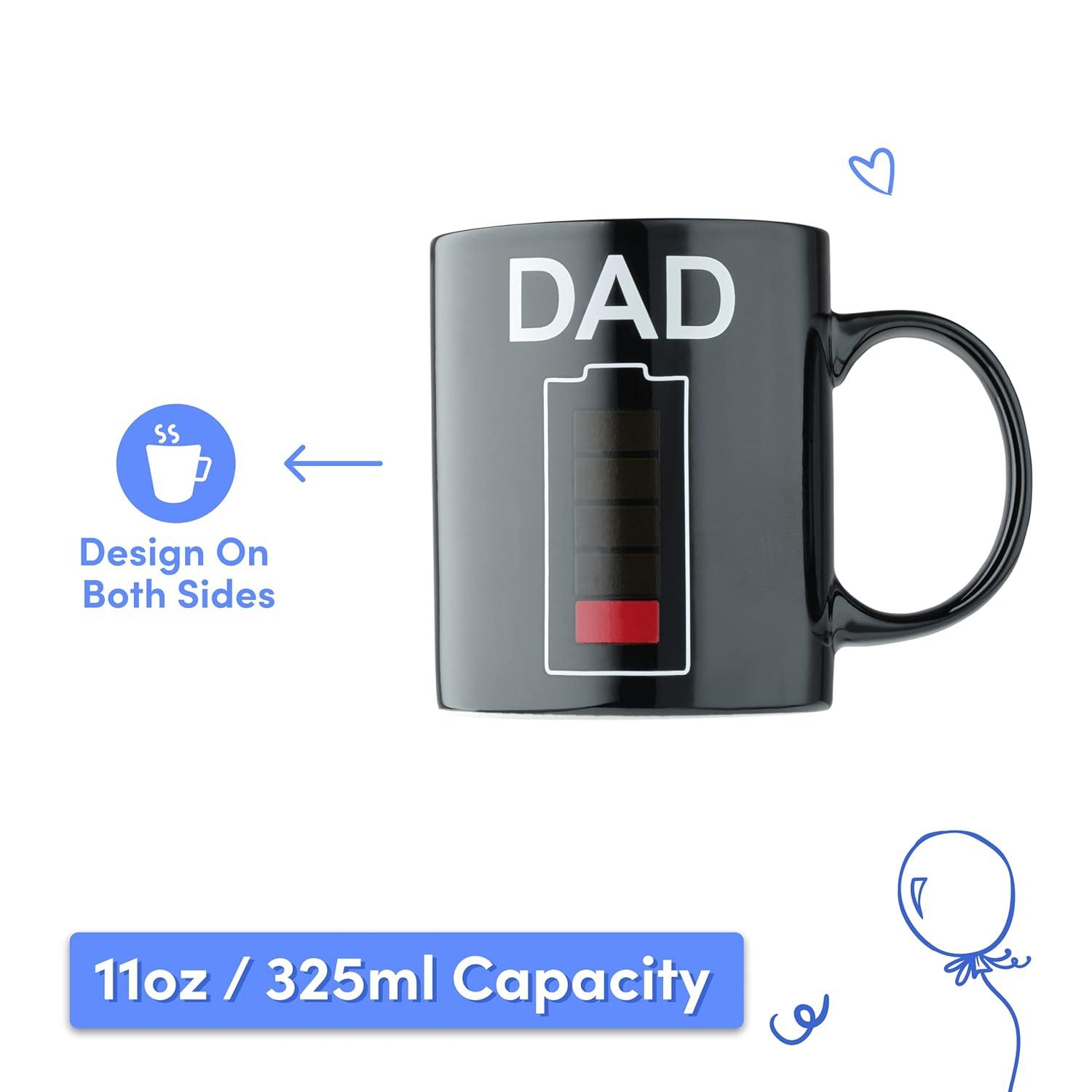 Black Heat-Sensitive Color Changing Dad Coffee Mug, 11 oz