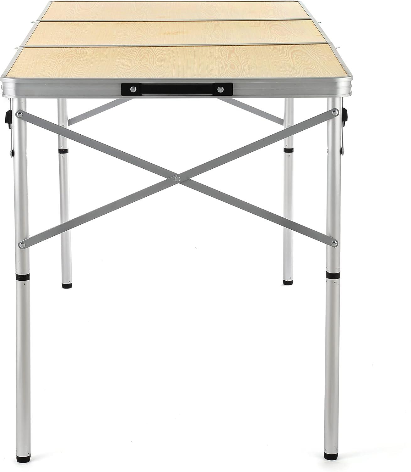 White Oak Aluminum Frame Folding Camping Table with Carrying Case