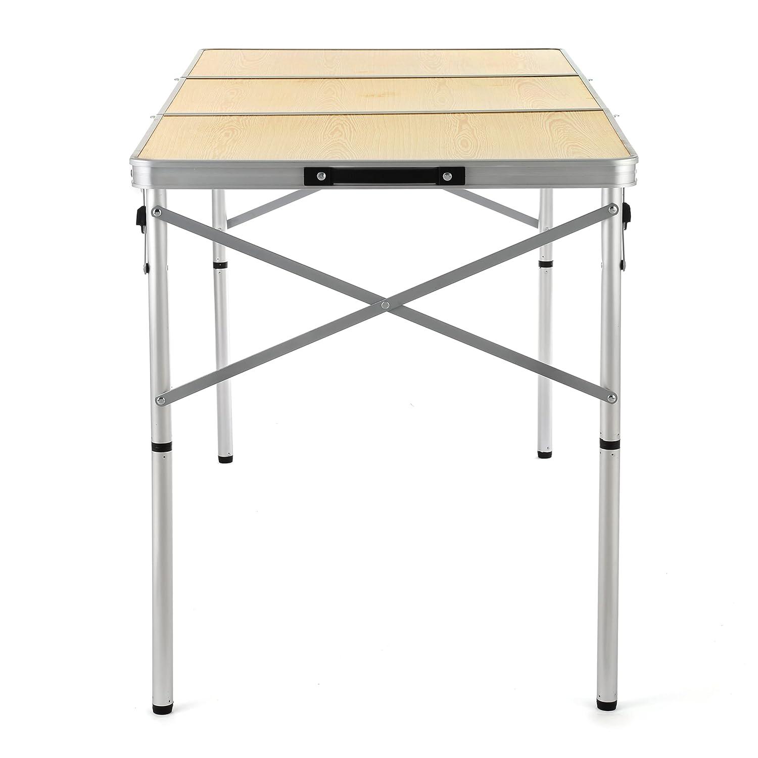 White Oak Aluminum Frame Folding Camping Table with Carrying Case