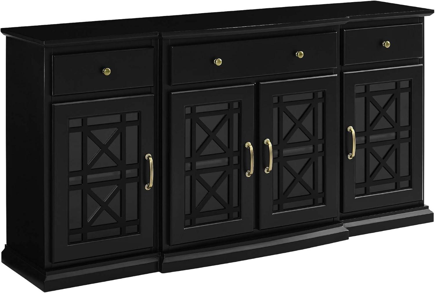 Elegant 60'' Black Engineered Wood & Metal Sideboard with Adjustable Shelves