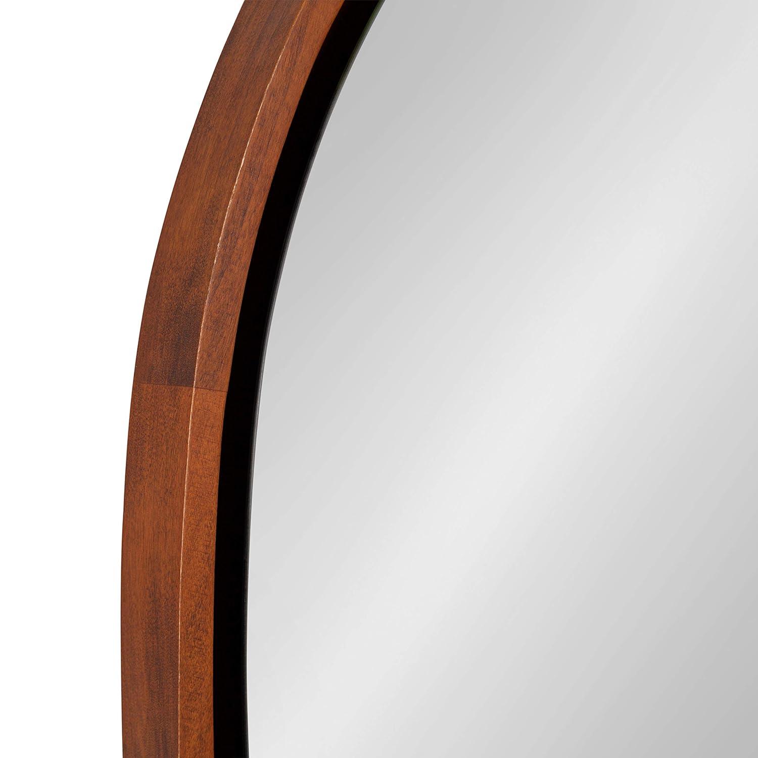 Kate & Laurel All Things Decor 30" Evans Round Wall Mirror Walnut Brown: Modern Style, Wood Frame, No Assembly Required