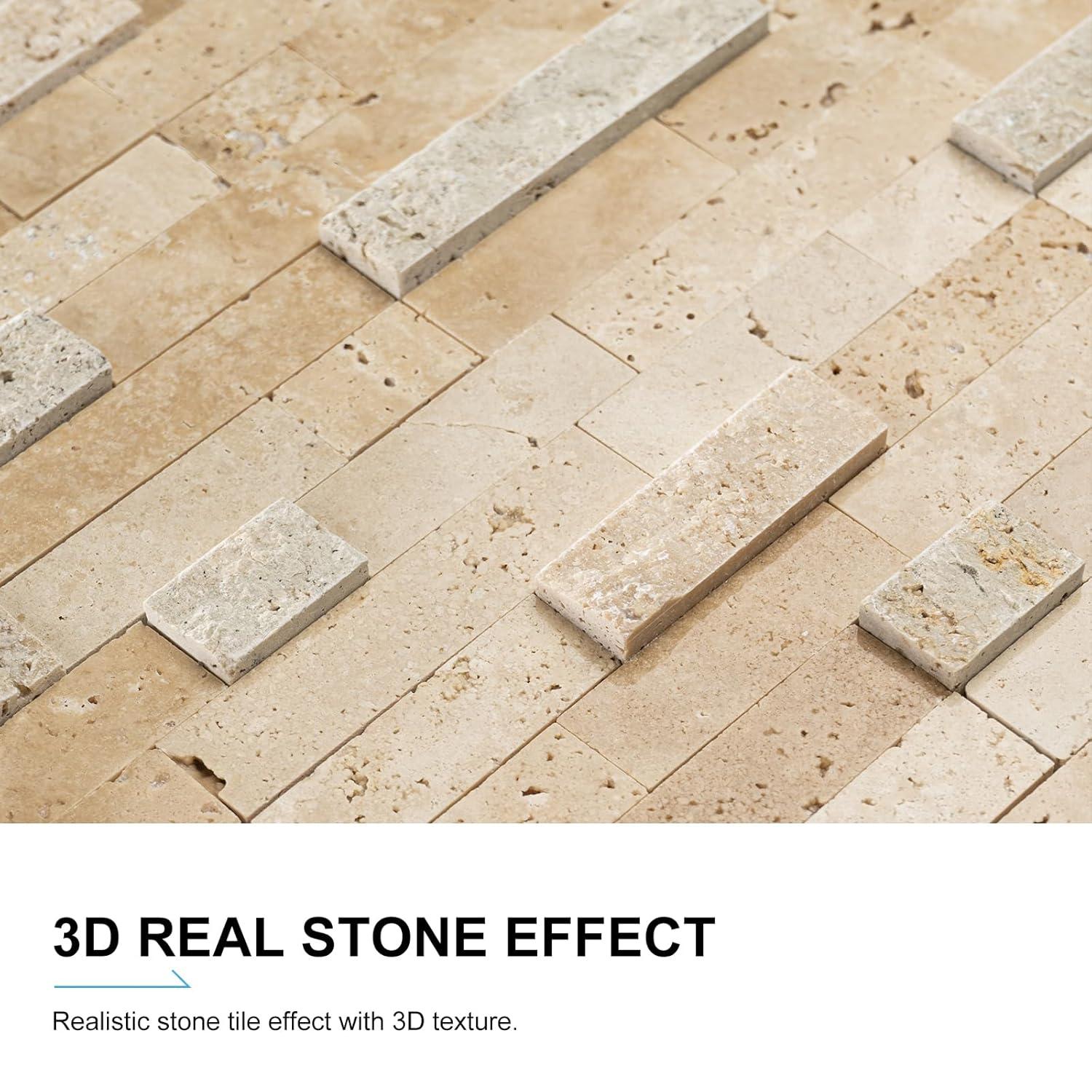 3D 11" x 12" Natural Stone Peel & Stick Mosaic Tile