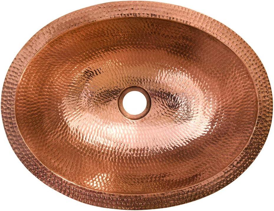 17" Oval Under Counter Hammered Copper Bathroom Sink