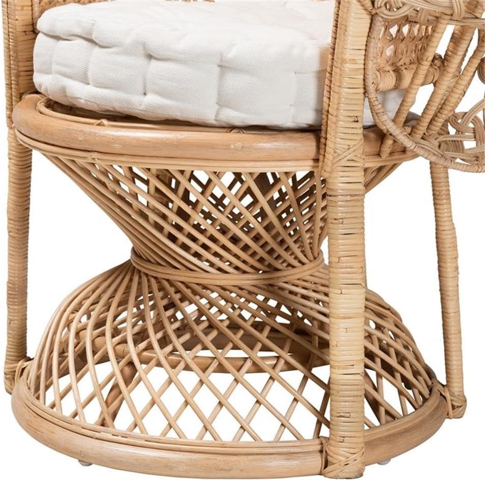 Baxton Studio Ediva Modern Bohemian Natural Brown Rattan Peacock Accent Chair