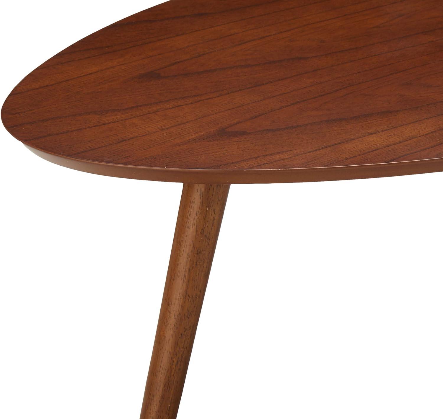 Mid-Century Modern Oval Walnut Wood Coffee Table, 48.5"