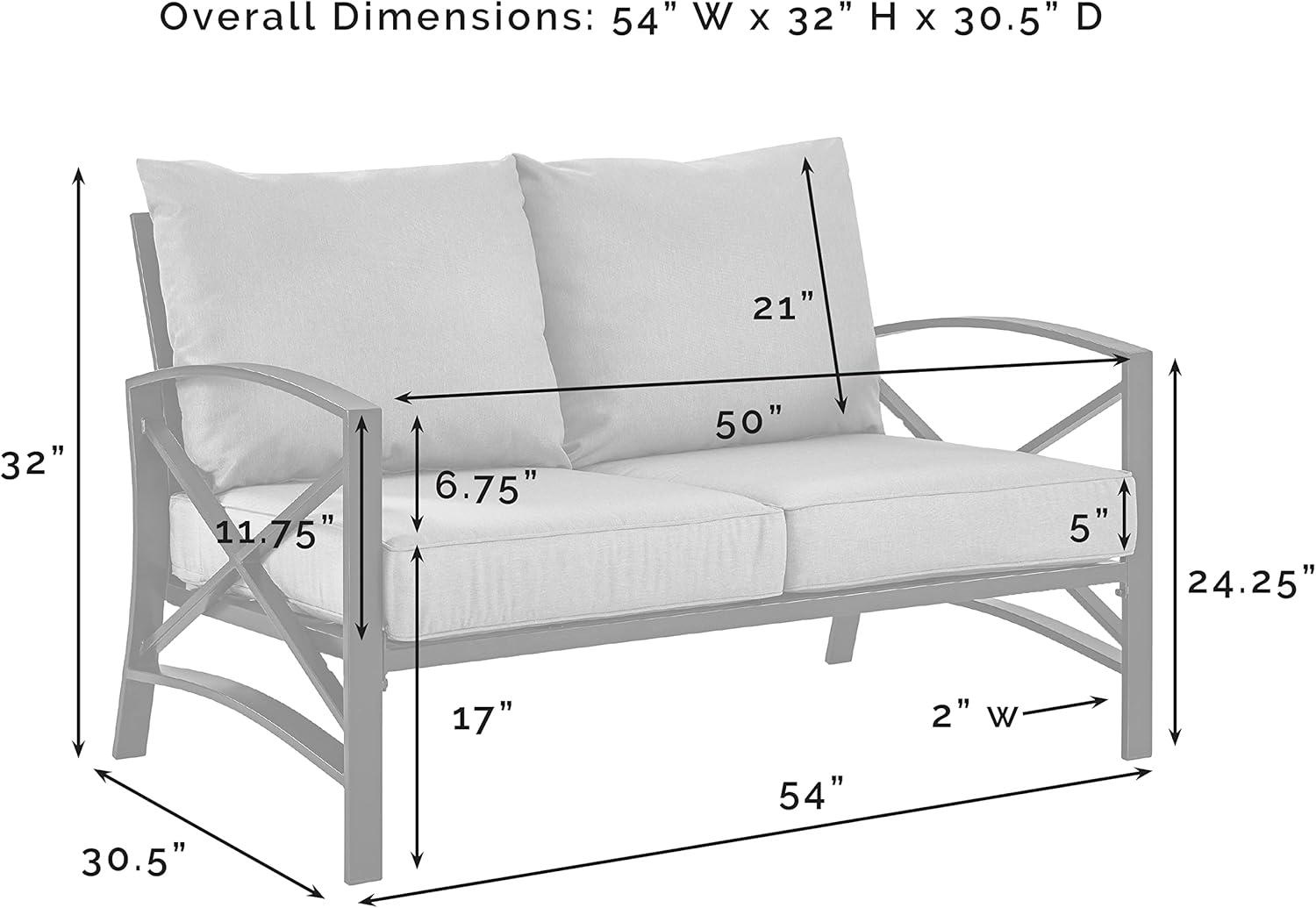 Oatmeal and Bronze Metal Outdoor Loveseat with Cushions