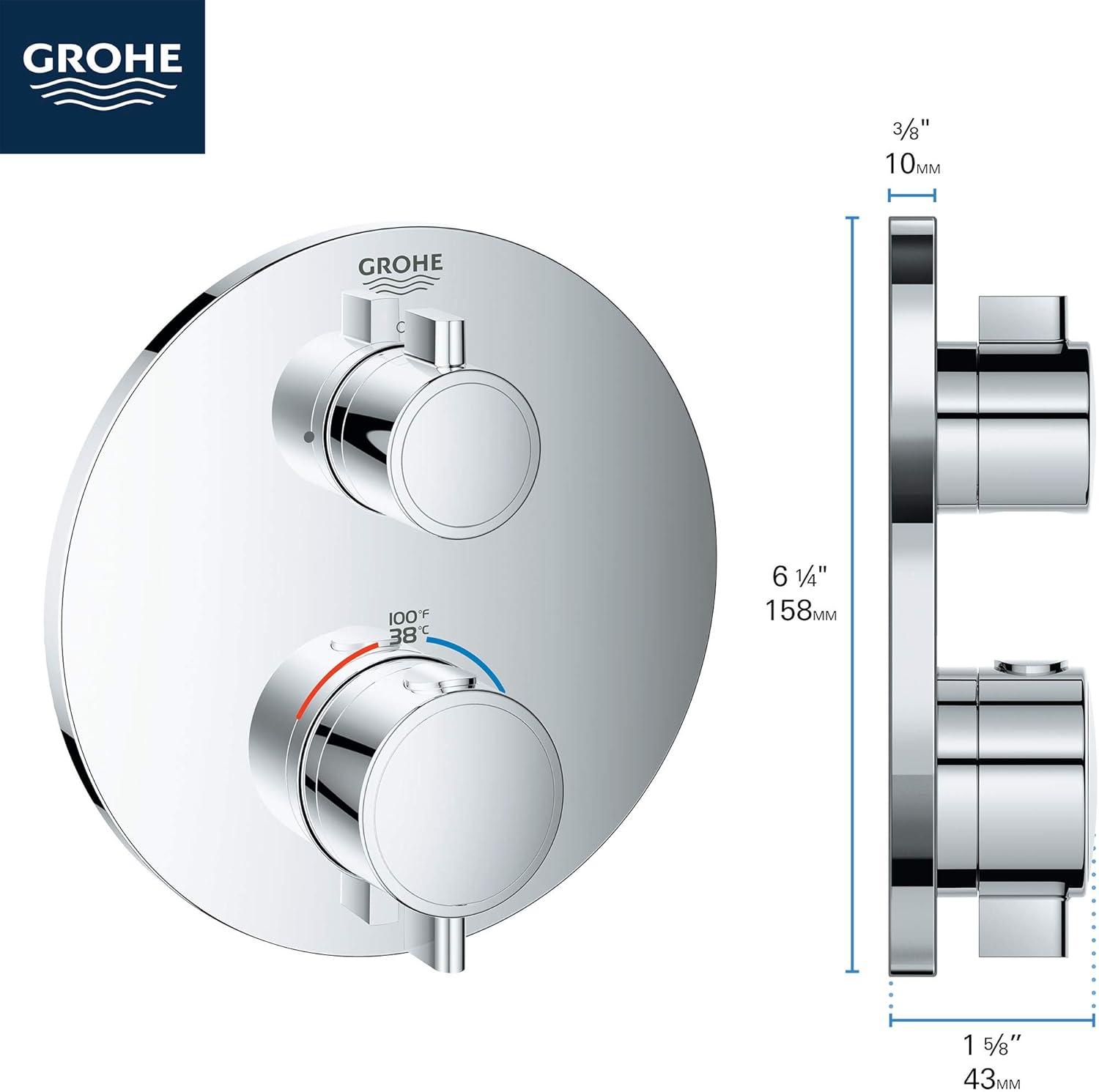 GROHE Grohtherm 2-Handle Shower Thermostatic Valve Trim Kit