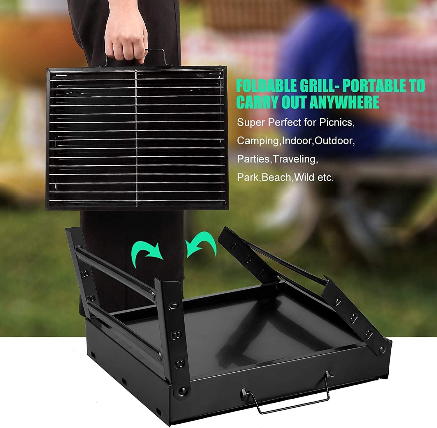 Portable Black Stainless Steel Charcoal Grill with Smoker