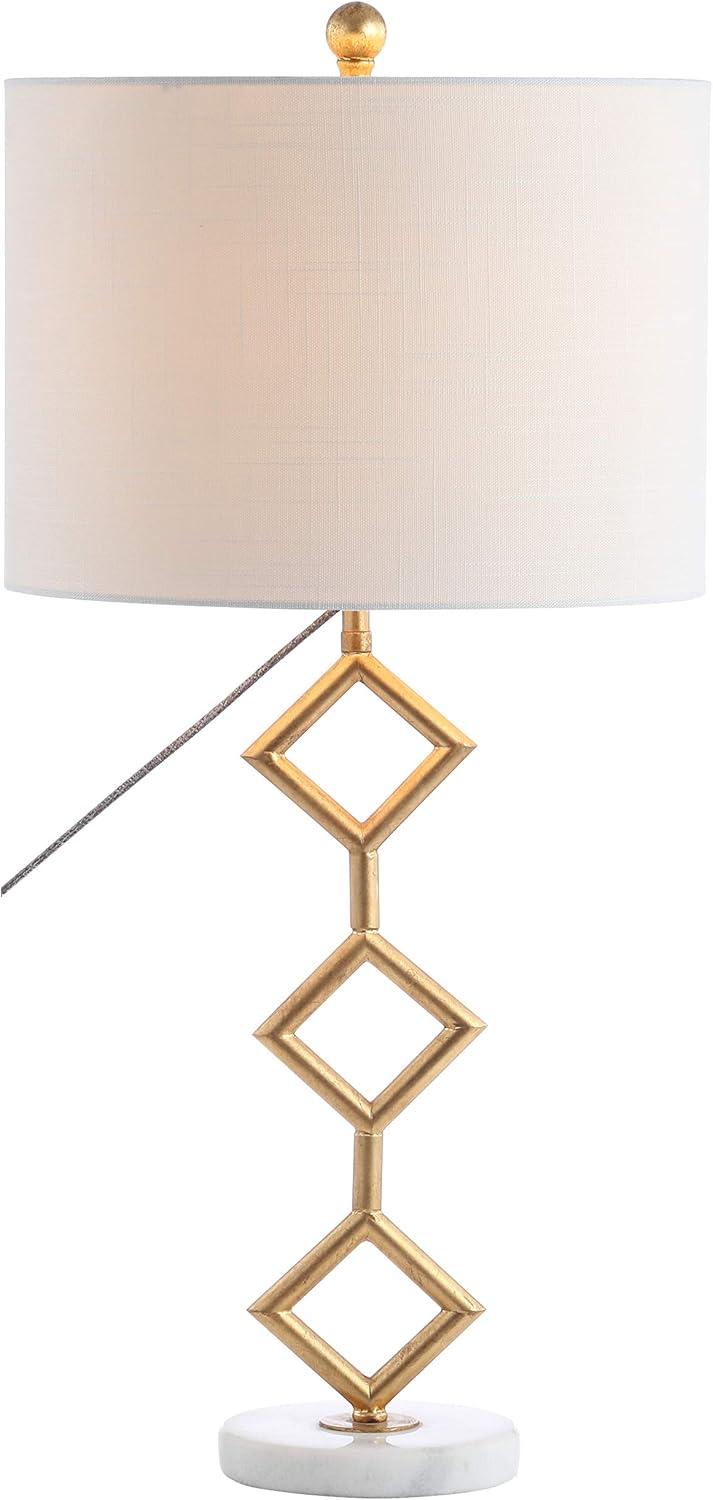 Diamante 29.5" Gold Metal and Marble Base Table Lamp with White Linen Shade