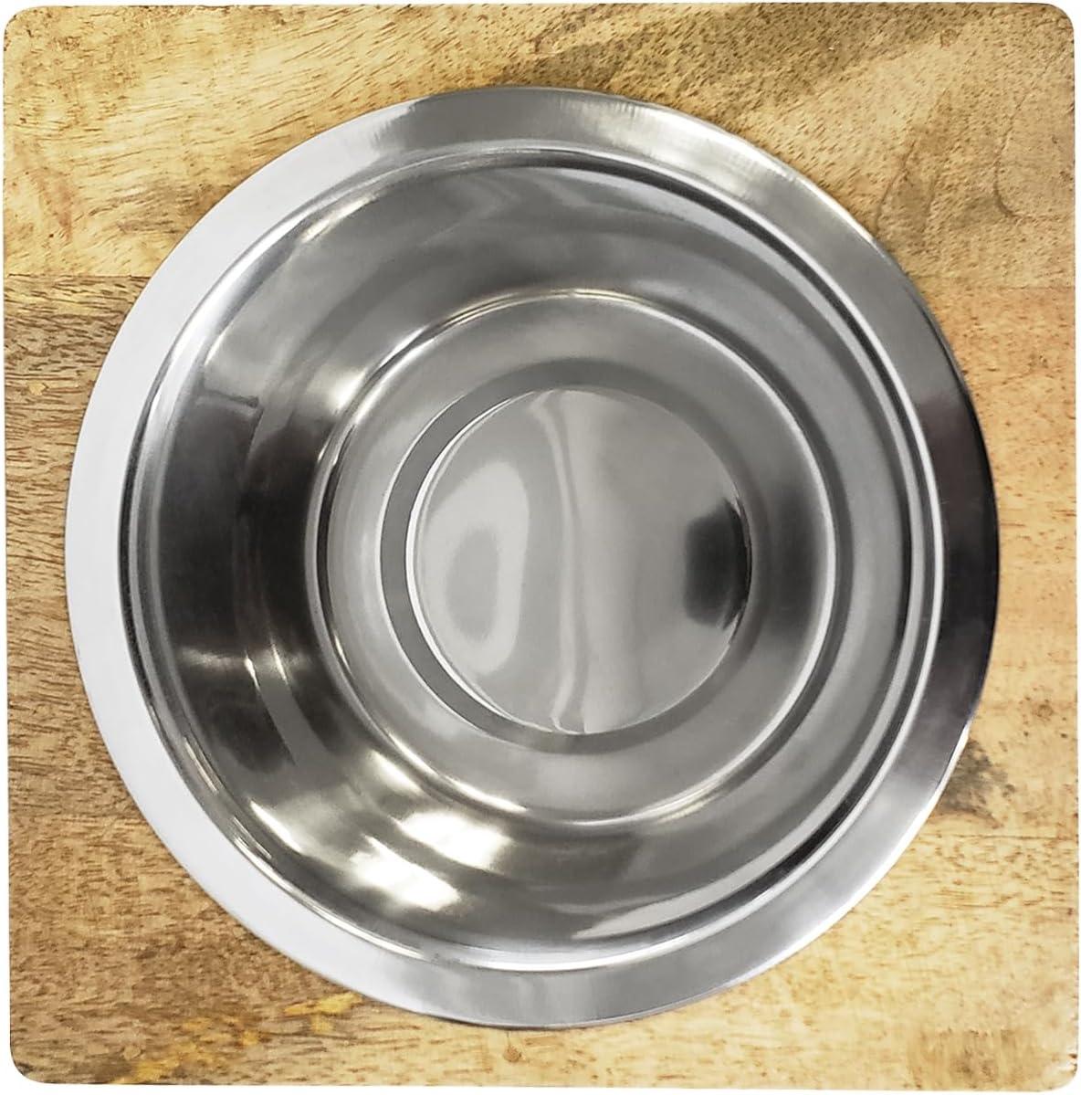 Country Living Elegant Stainless Steel Dog Bowl with Mango Wood Holder – (1 Quart)