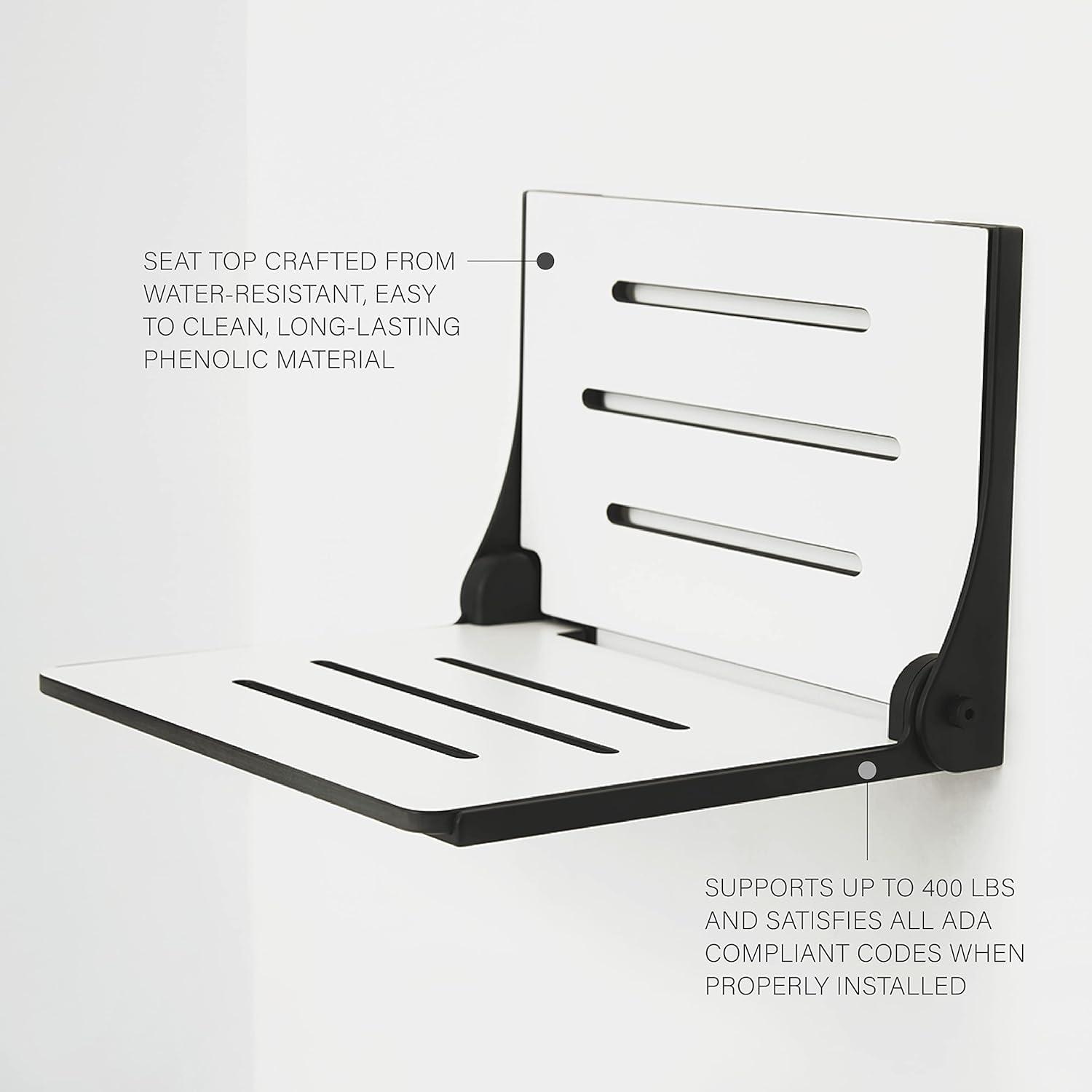 White and Black Wall-Mounted Folding Shower Seat