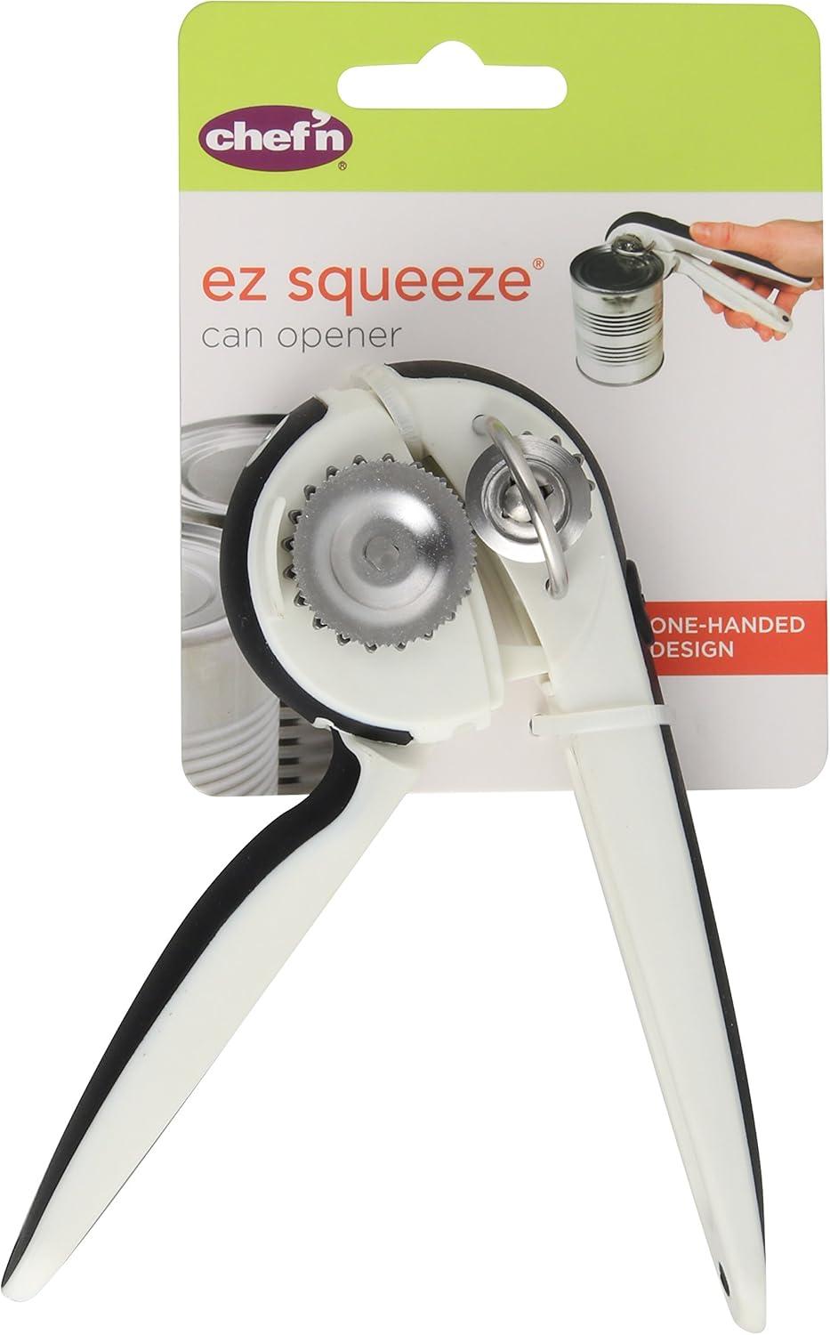 Chef'n EZ Squeeze Can Opener - One Handed Design - Black and Meringue