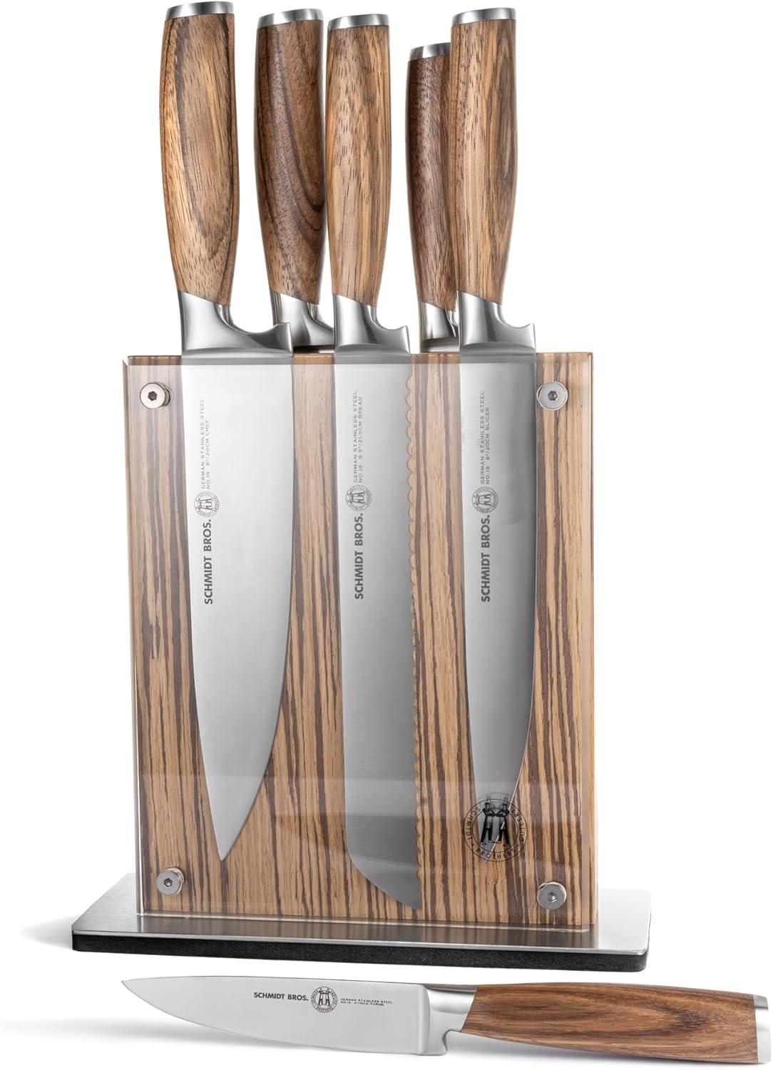 Schmidt Brothers Cutlery Zebra Wood 7-Piece Knife Block Set