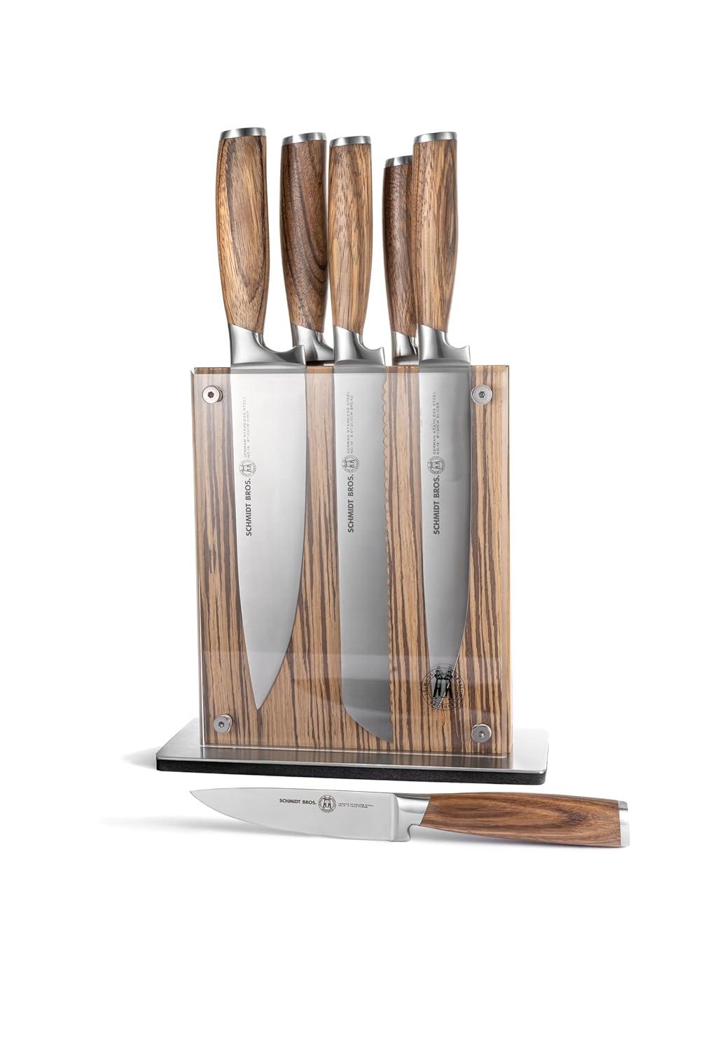 Schmidt Brothers Cutlery Zebra Wood 7-Piece Knife Block Set