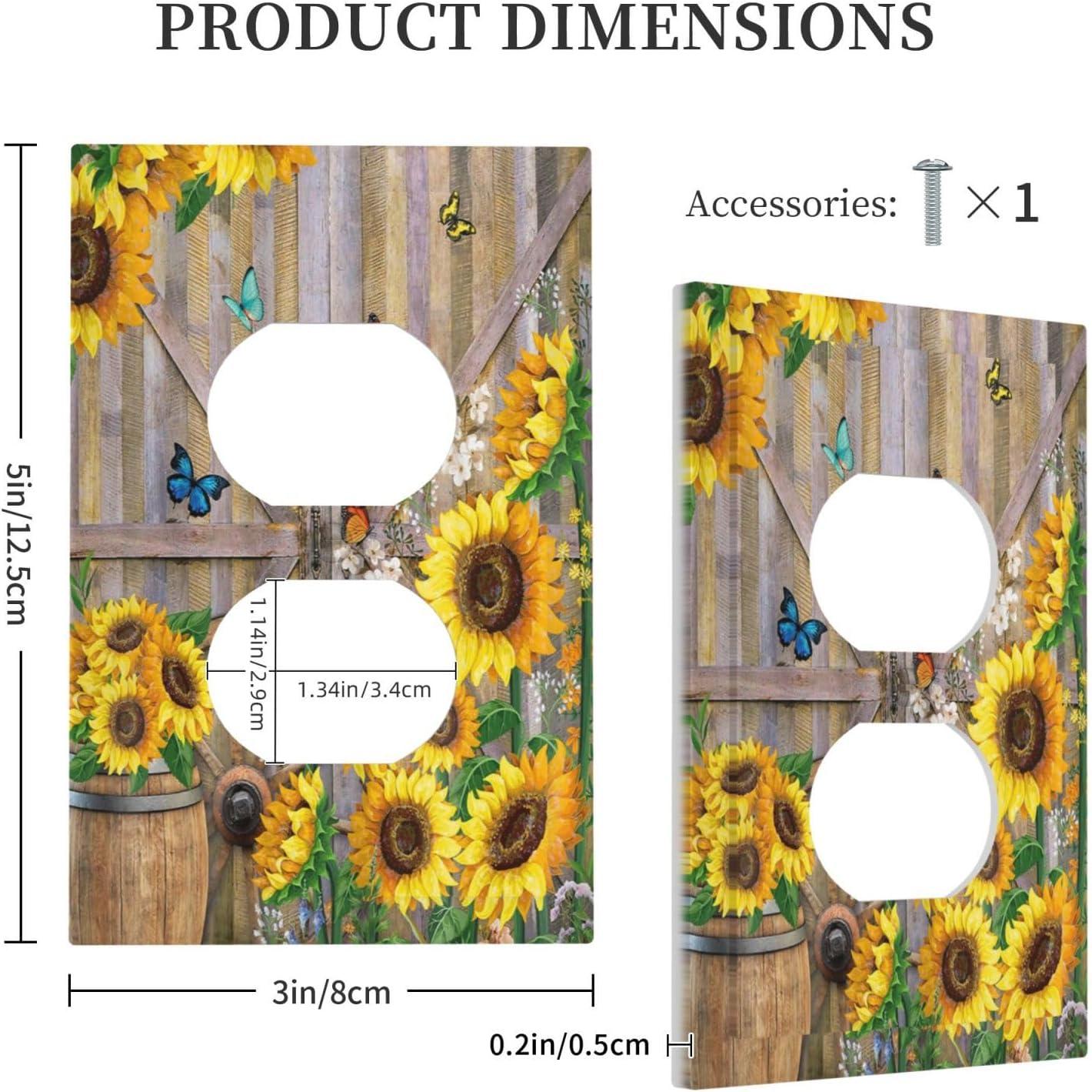 ZICANCN Outlet Covers Wall Plate, Sunflowers Nature Beige Background Light Switch Cover Decorative, Duplex Toggle Combo 1-Gang