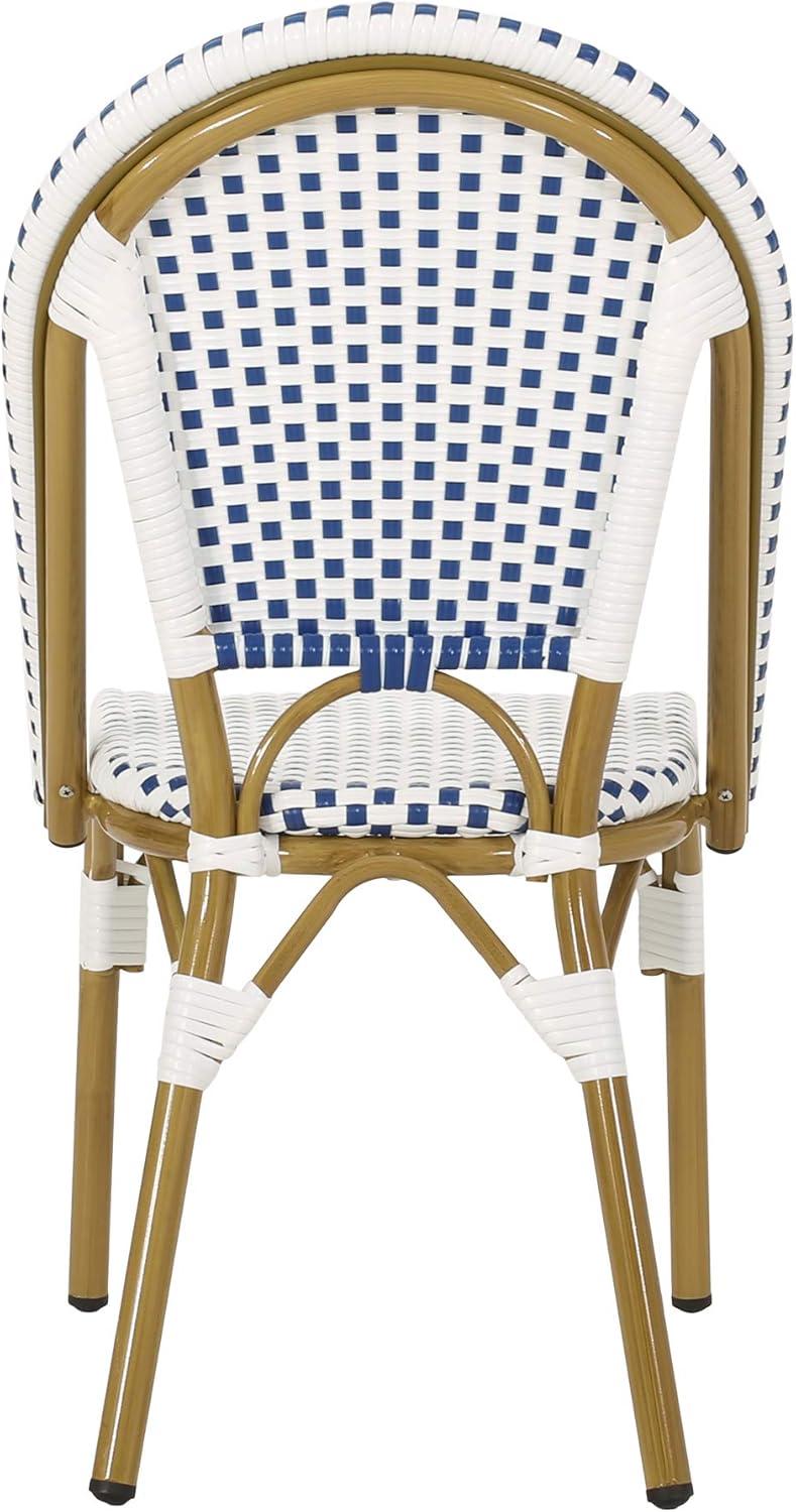 Christopher Knight Home Elize 4pk Outdoor French Cafe Chairs - Blue/White/Bamboo