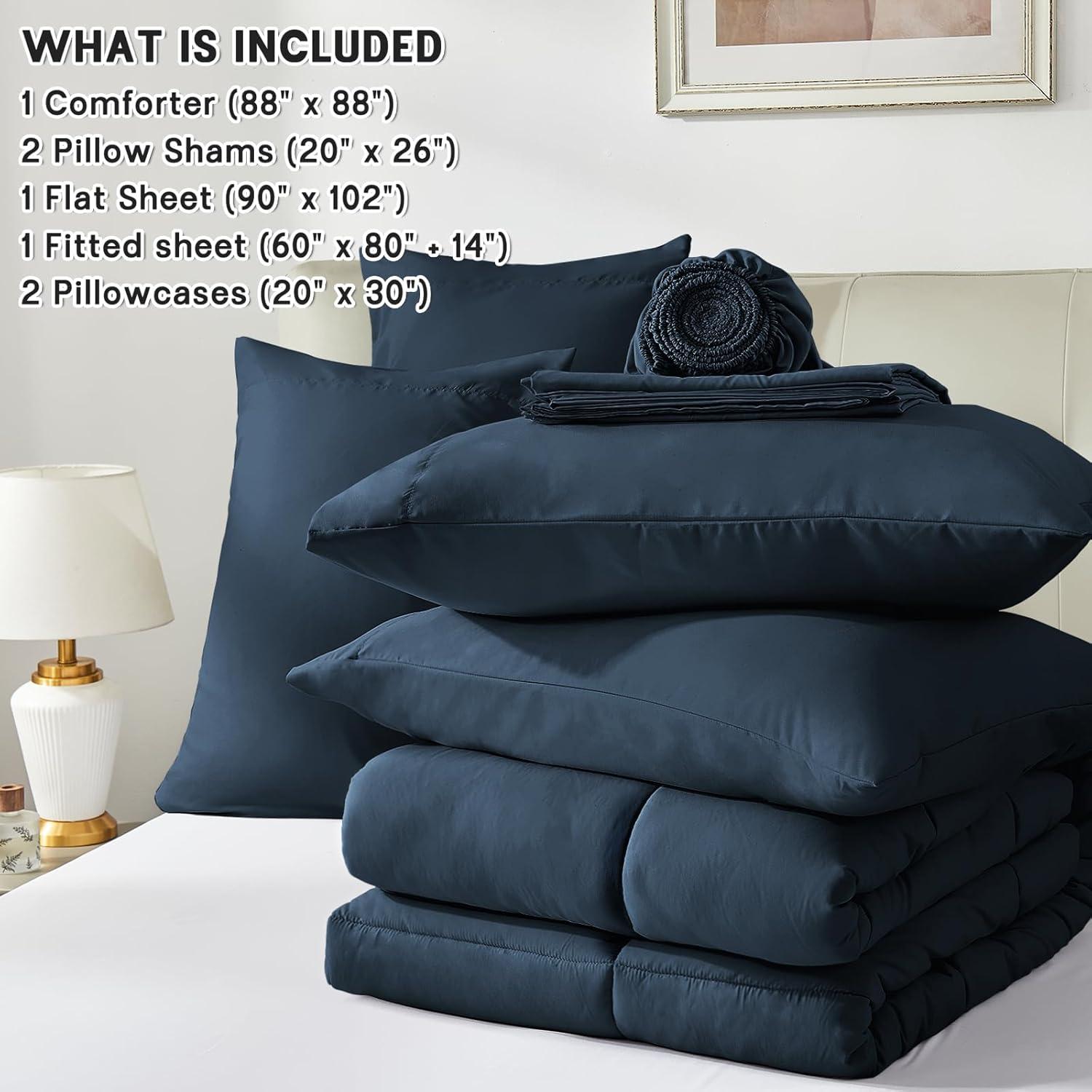 Sweet Home Collection All Season Bed-in-A-Bag 5pc/7pc Solid Color Comforter & Sheet Set Ultra Soft Bedding by Sweet Home Collection
