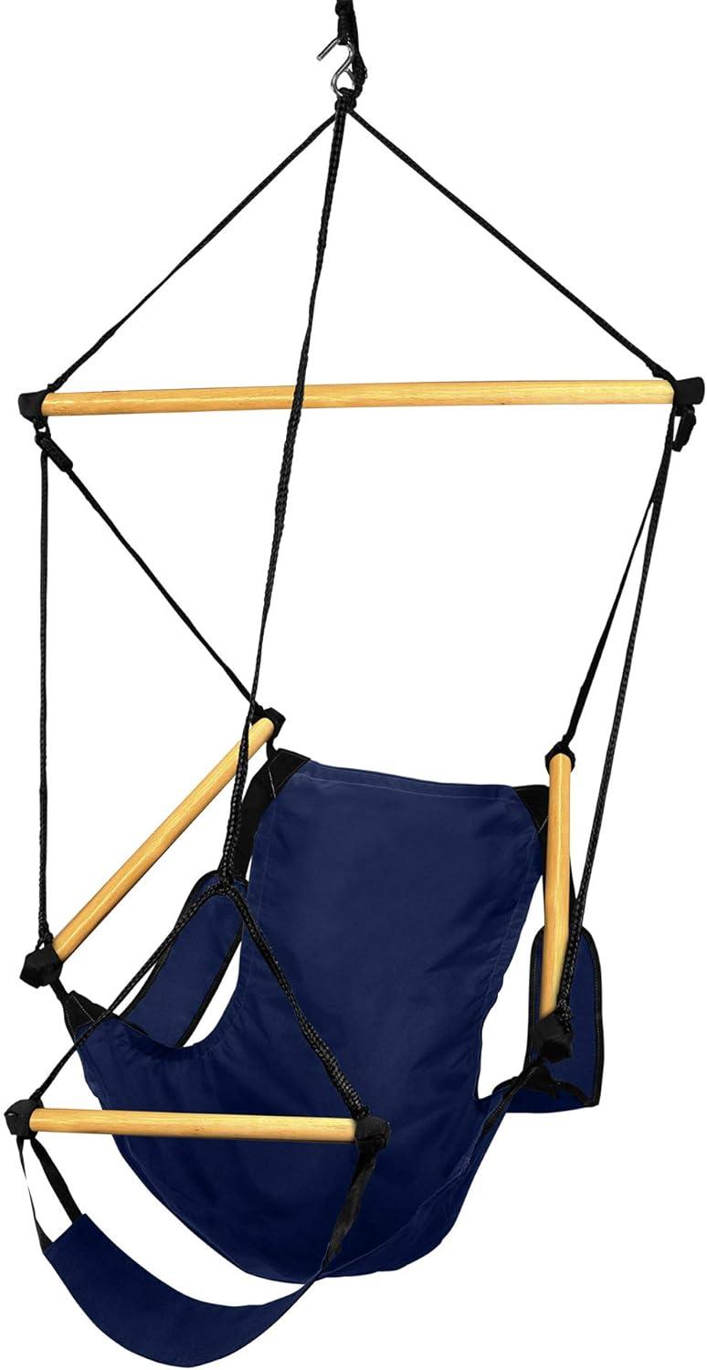 Hammaka Blue Polyester Outdoor Cradle Swing Chair with Oak Dowels