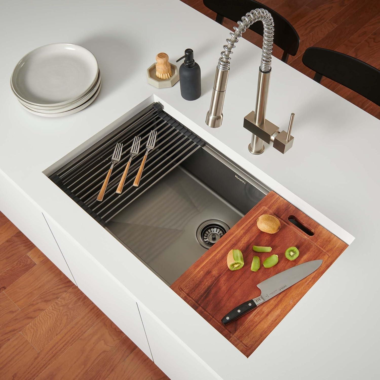 Ruvati 27 inch Workstation Undermount Kitchen Sink Single Bowl