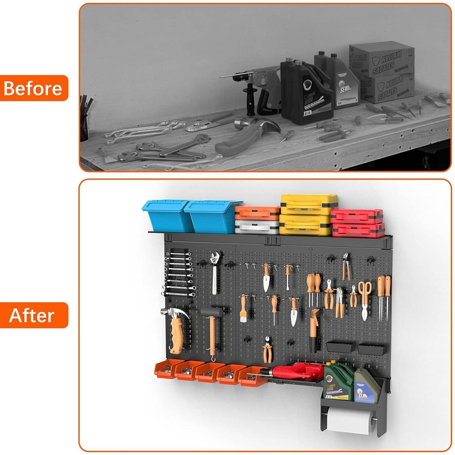 Metal Pegboard Wall Organizer – 4ft Wide