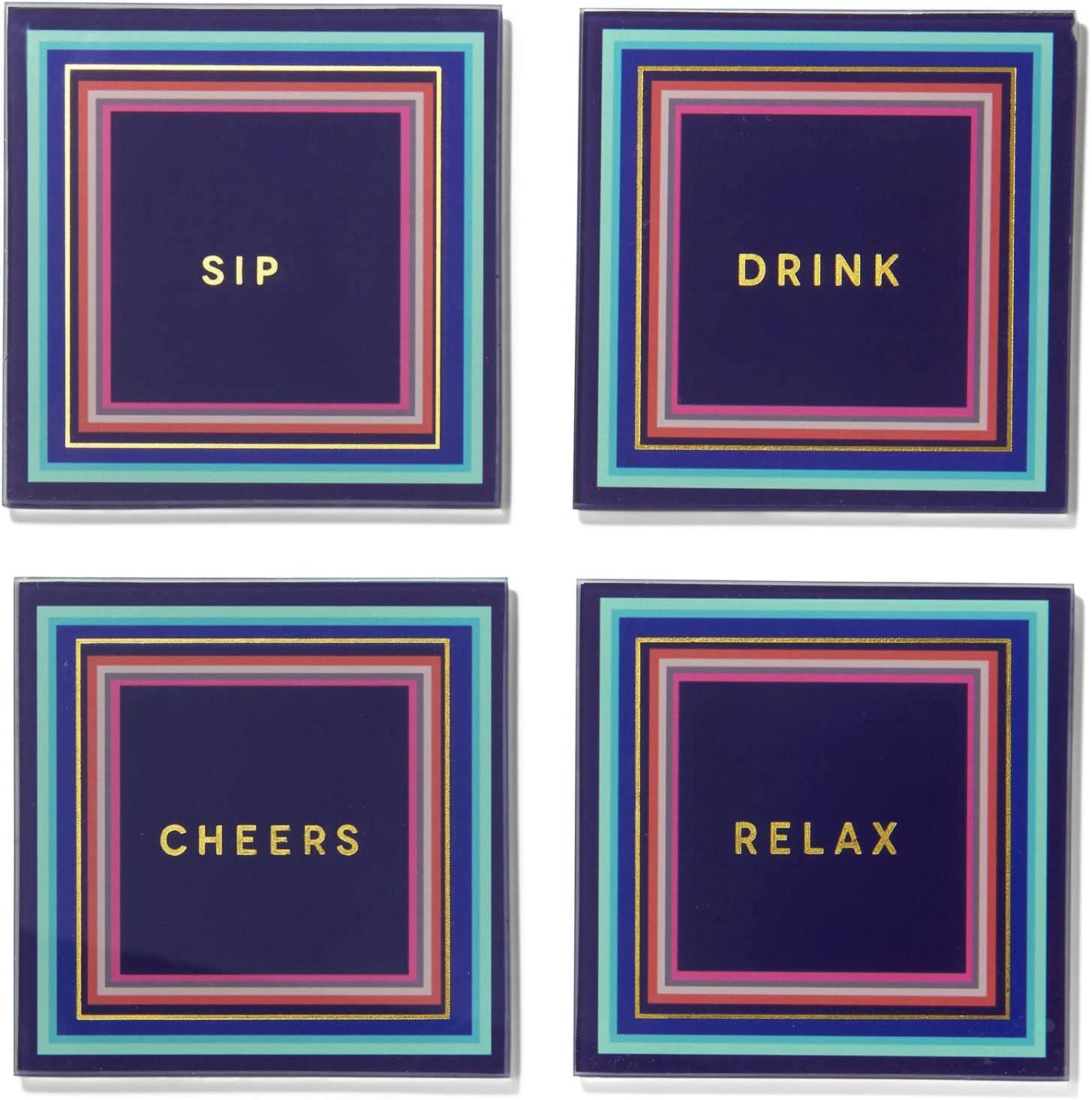 Glass Square 4 Piece Coaster Set