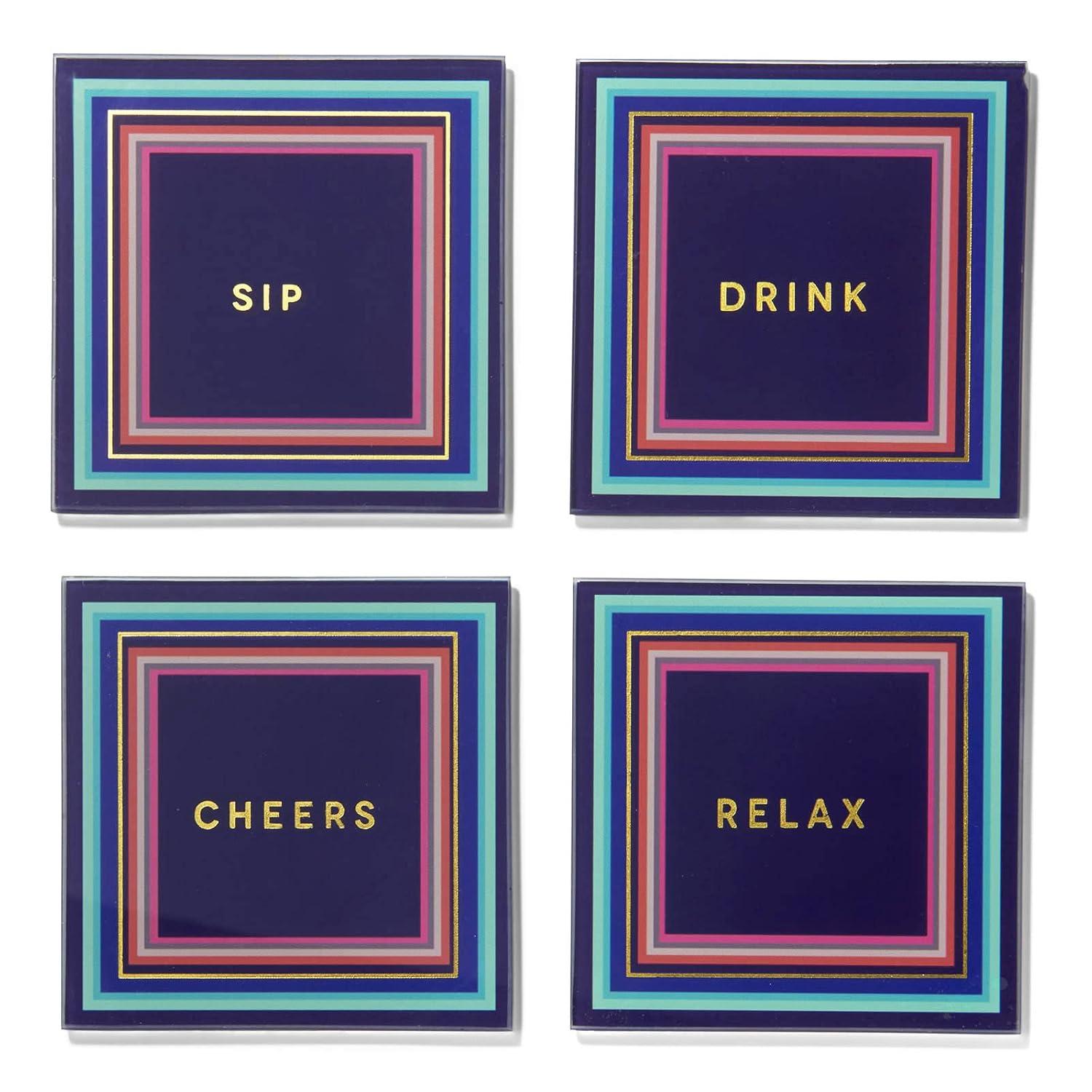 Glass Square 4 Piece Coaster Set