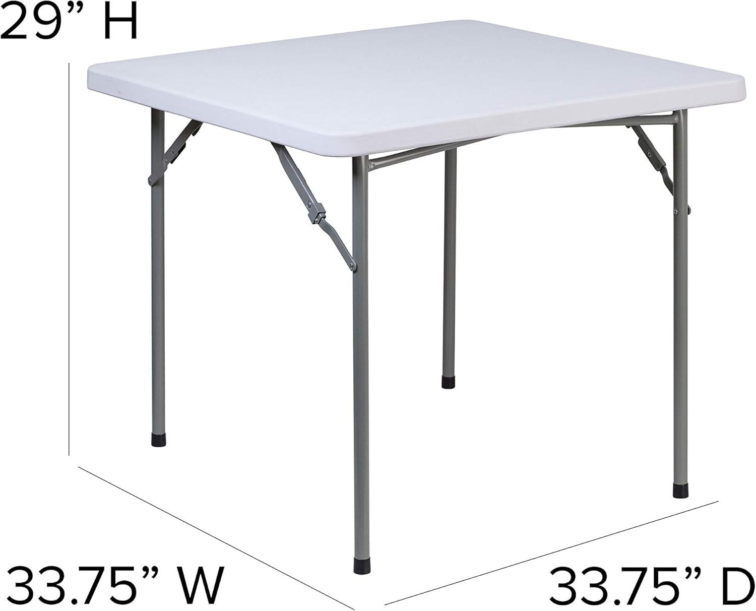 Emma and Oliver 2.81-Foot Square Granite White Plastic Folding Table - Card Table/Game Table