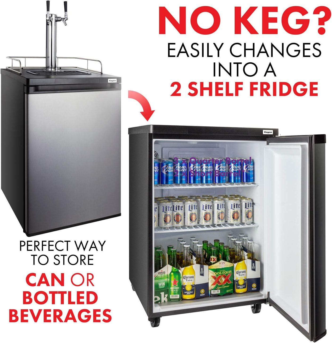 Kegco Kegco 5.6 Cubic Feet Dual Tap Freestanding Kegerator with Adjustable Temperature
