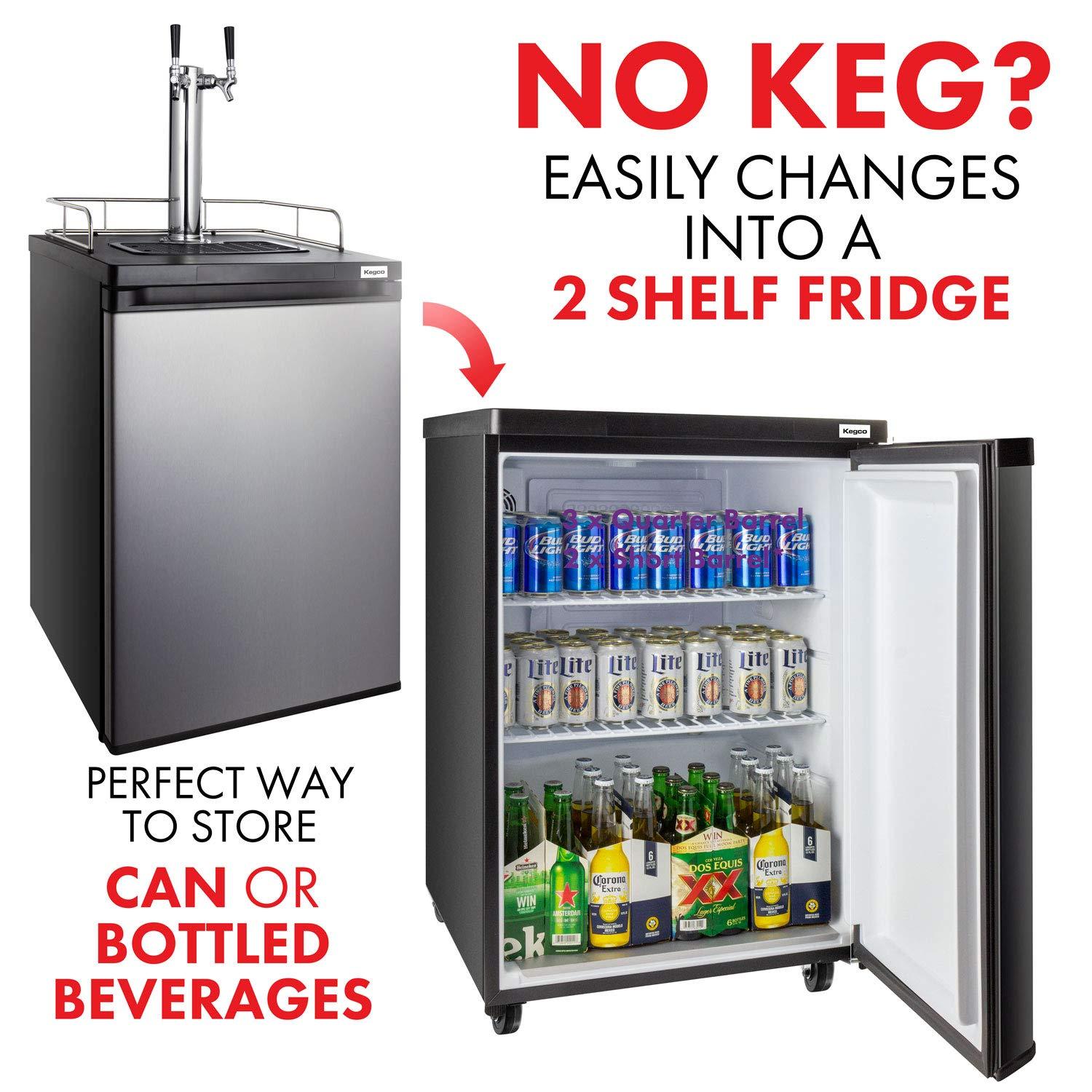 Kegco Kegco 5.6 Cubic Feet Dual Tap Freestanding Kegerator with Adjustable Temperature