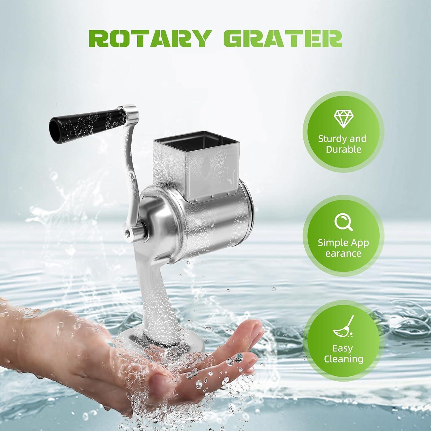 Stainless Steel Rotary Cheese Grater Hand Drum Slicer Crank Vegetable Chopper