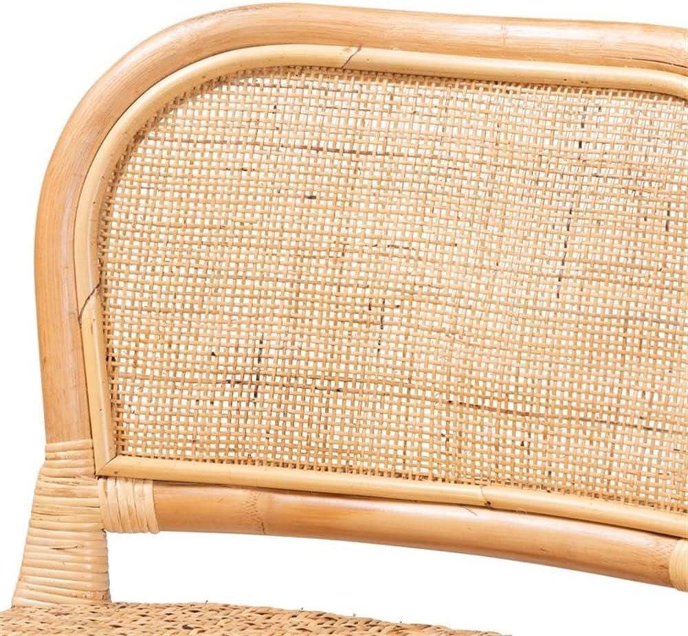 Adrena Rattan Bar Stool Natural Brown - Baxton Studio: Handmade, No Assembly, Bohemian Style