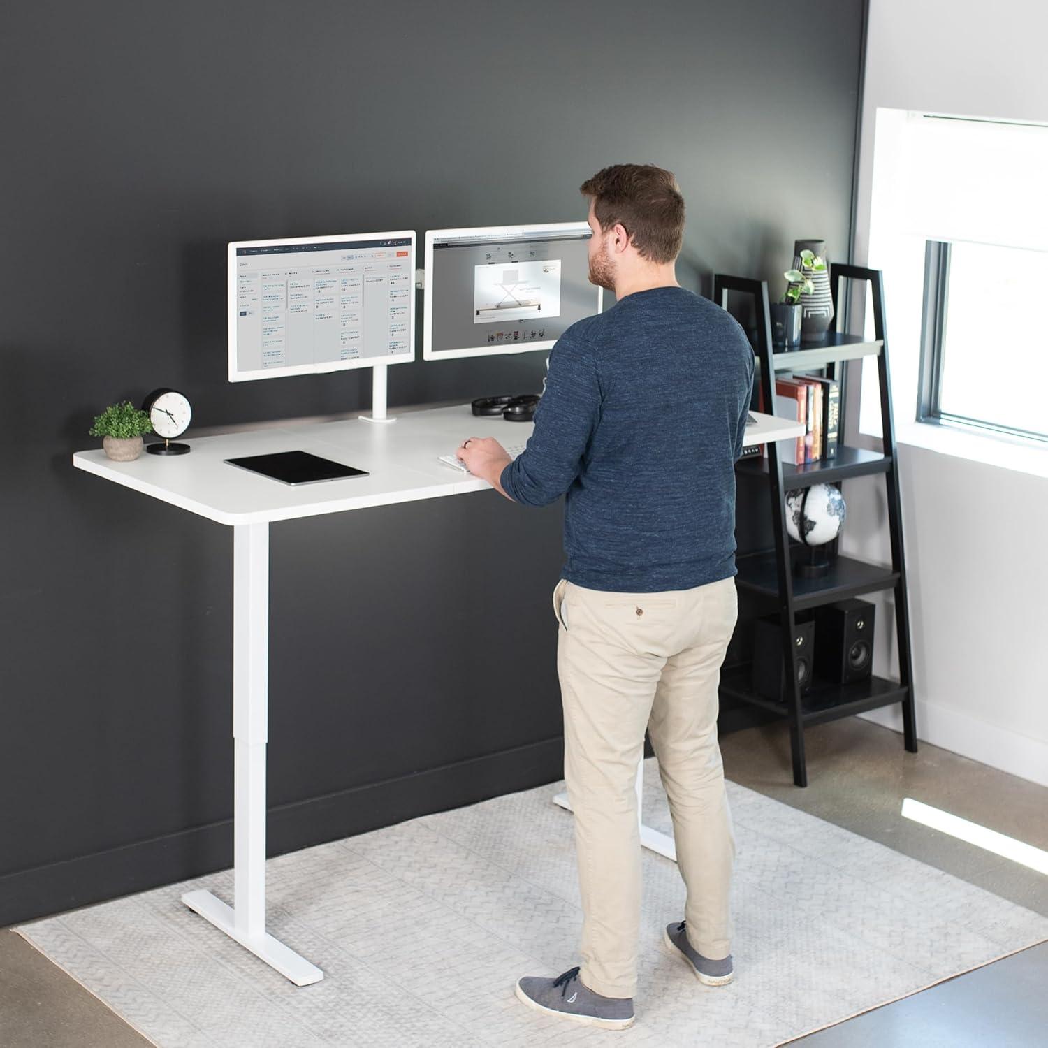 VIVO Single Motor Electric Desk with Push Button Memory Controller