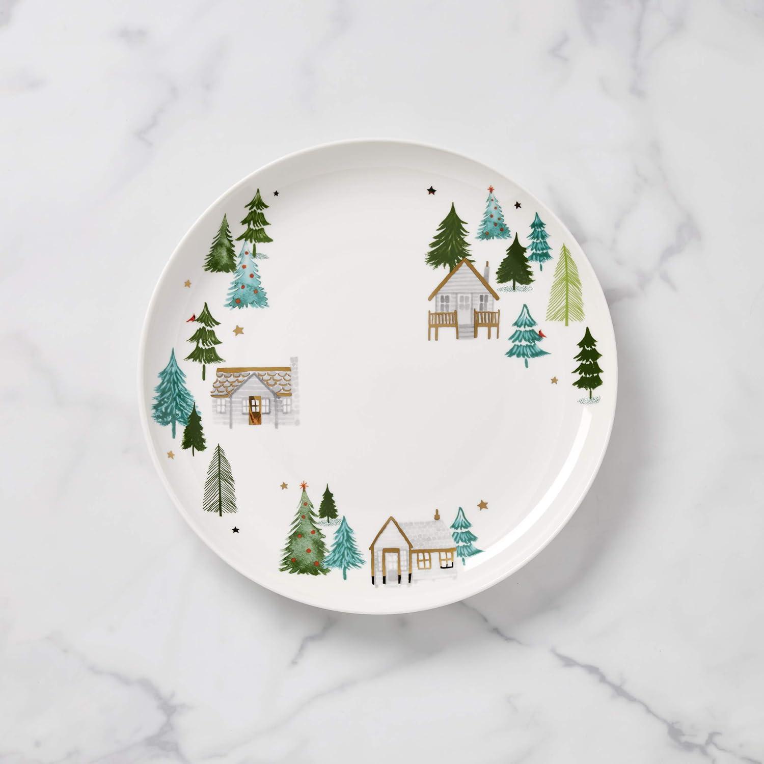 Nordic Christmas Ceramic Round Platter Dish