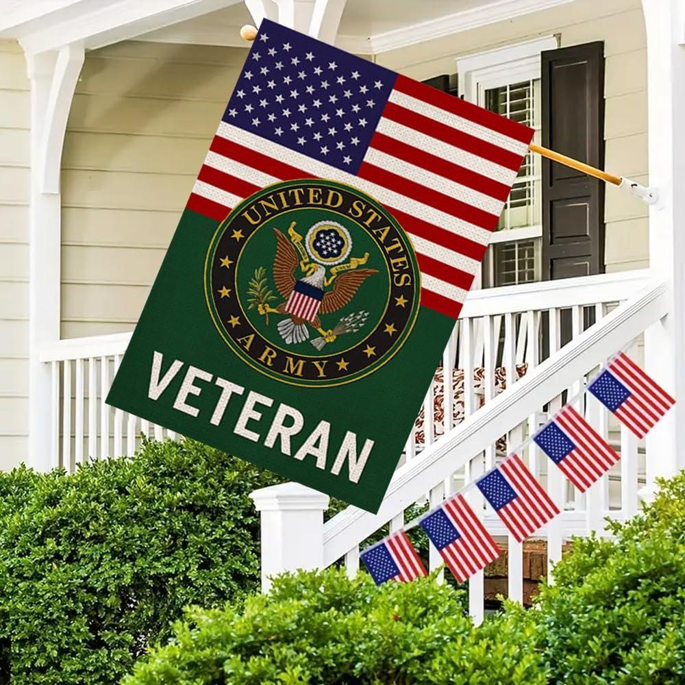 US Veteran Garden Flag Veteran's Day House Decor (13x18inch,Burlap,Double-Sided) Armed Forces United State Decoration American Military Memorabilia Remembrance Wall Home Yard Decor