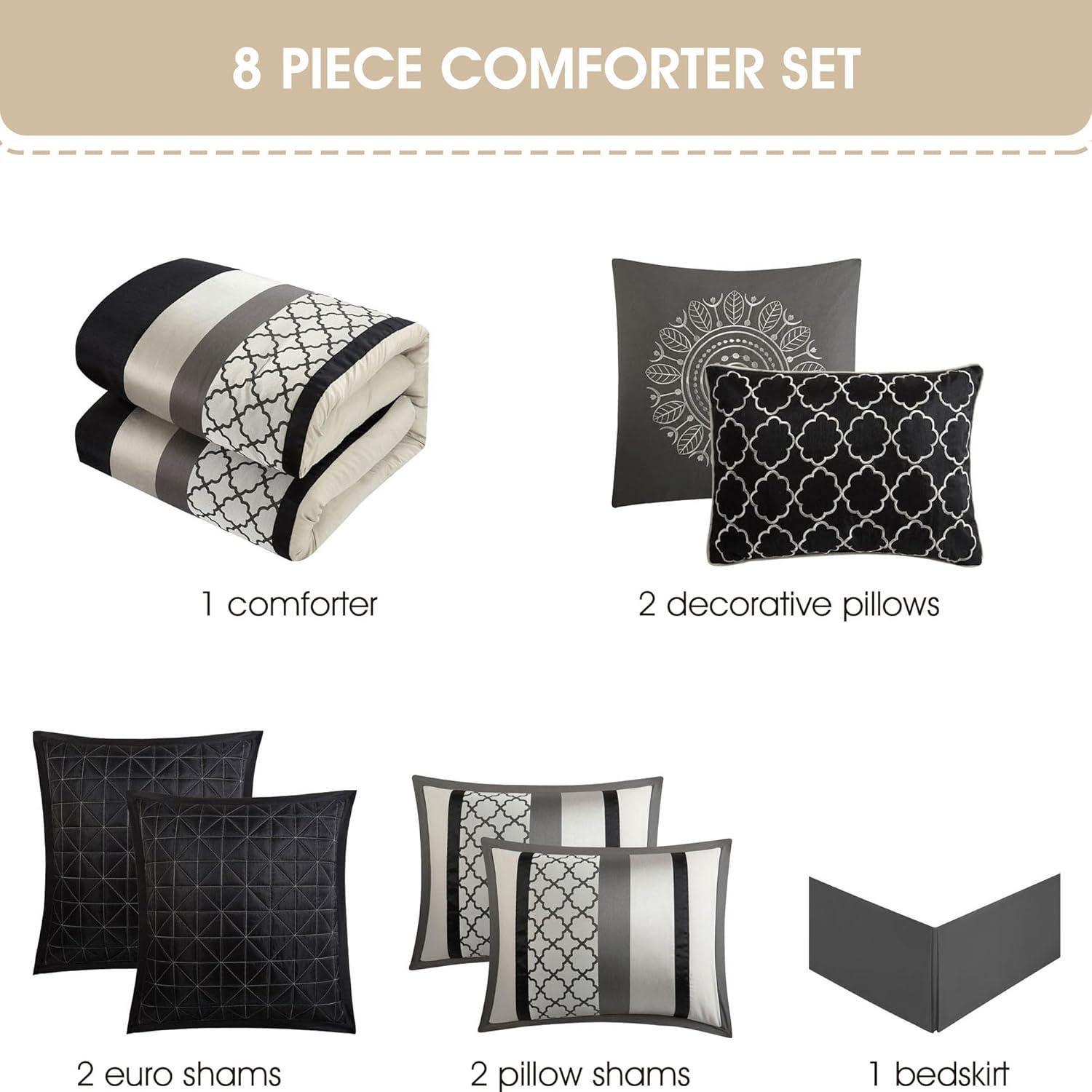 Nanshing America, Inc Avalon Microfiber Modern & Contemporary 8 Piece Comforter Set
