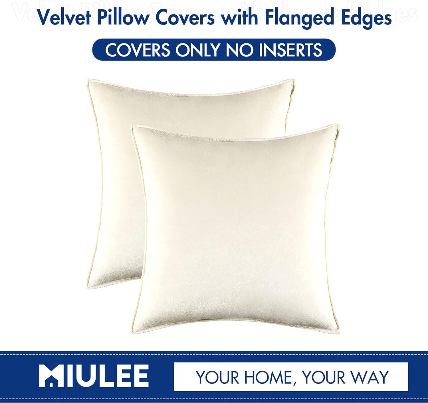 Cream White Velvet 22x22 Pillow Covers Set of 2